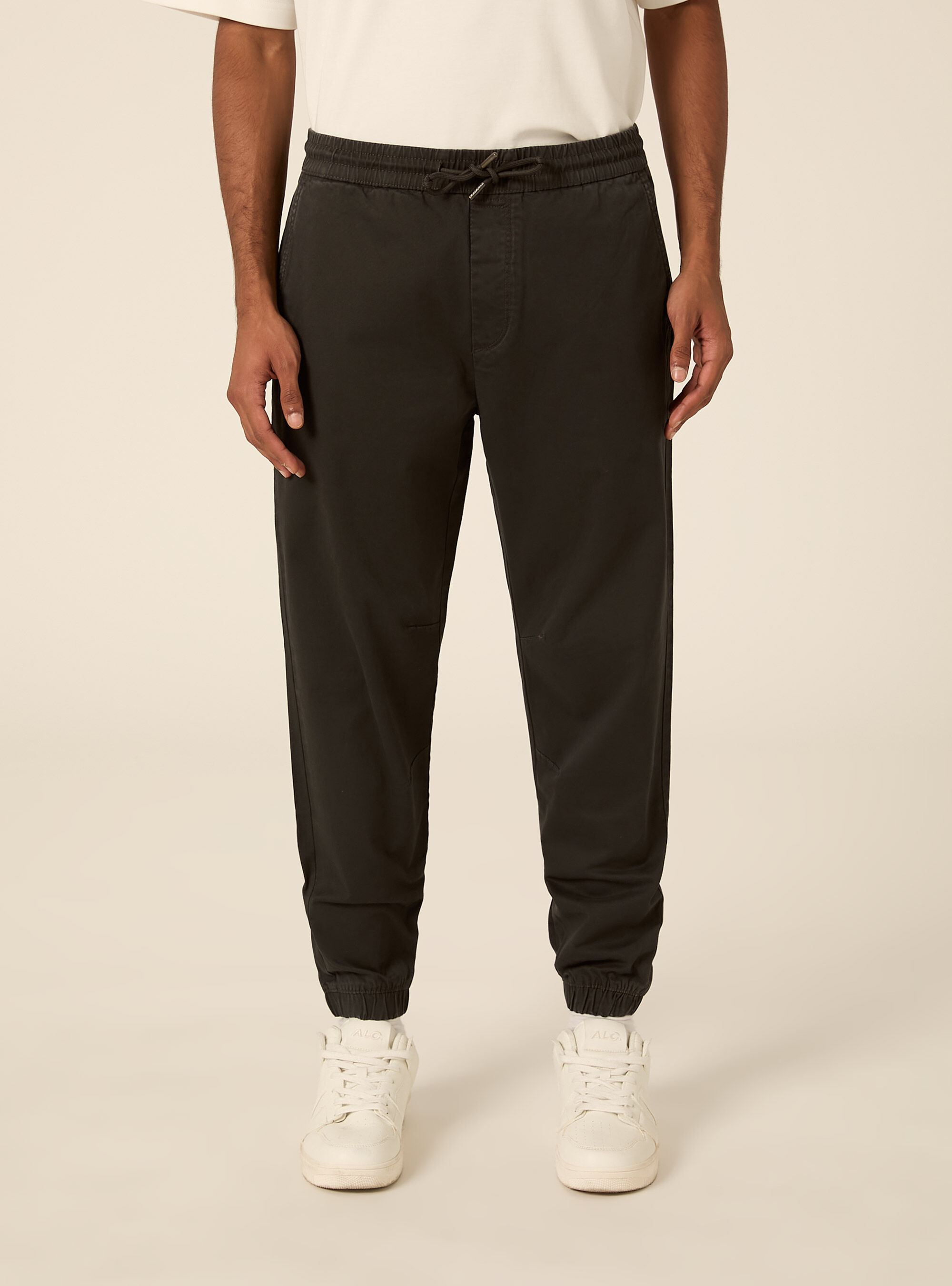 Pantaloni twill stretch elastico e stringa in vita