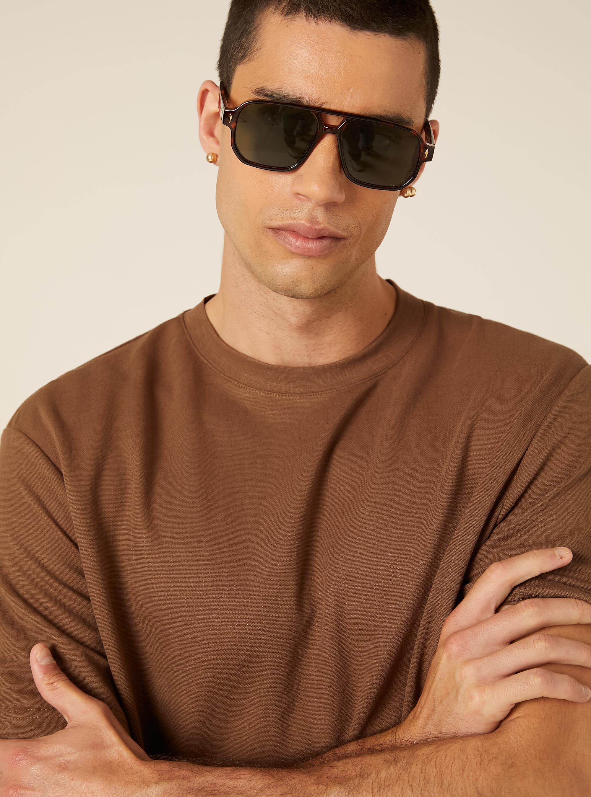Boxy Fit Textured T-Shirt, BR2 BROWN MEDIUM