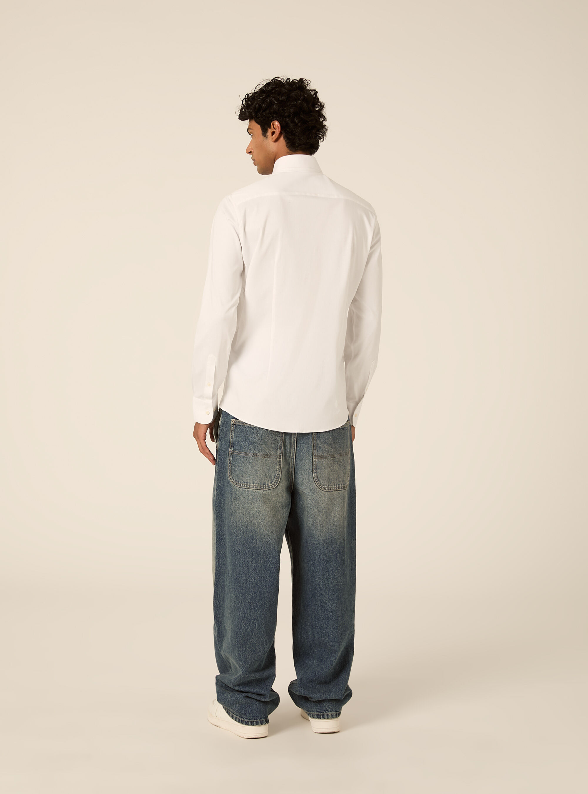 Camicia in jersey elasticizzato, WH1 OFF WHITE