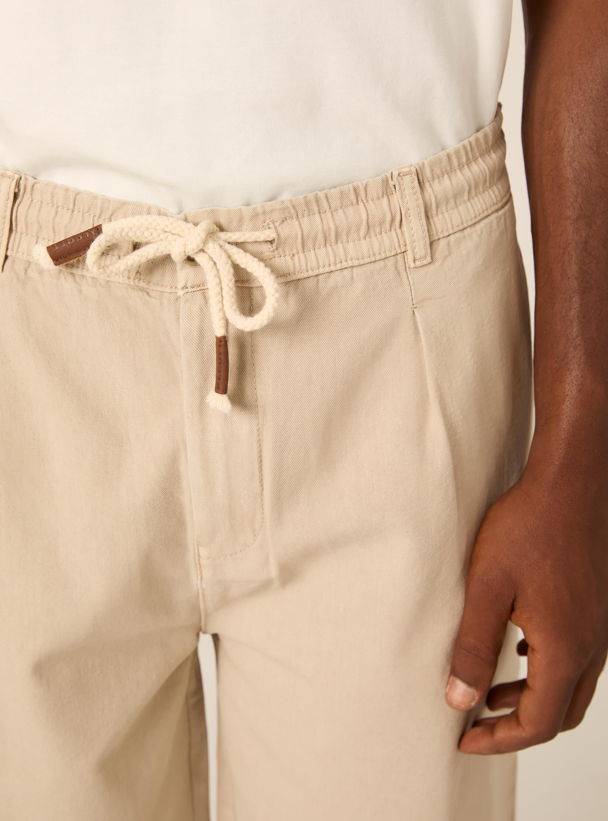 Pleated Baby Twill Drawstring Bermuda Shorts, BG2 BEIGE MEDIUM