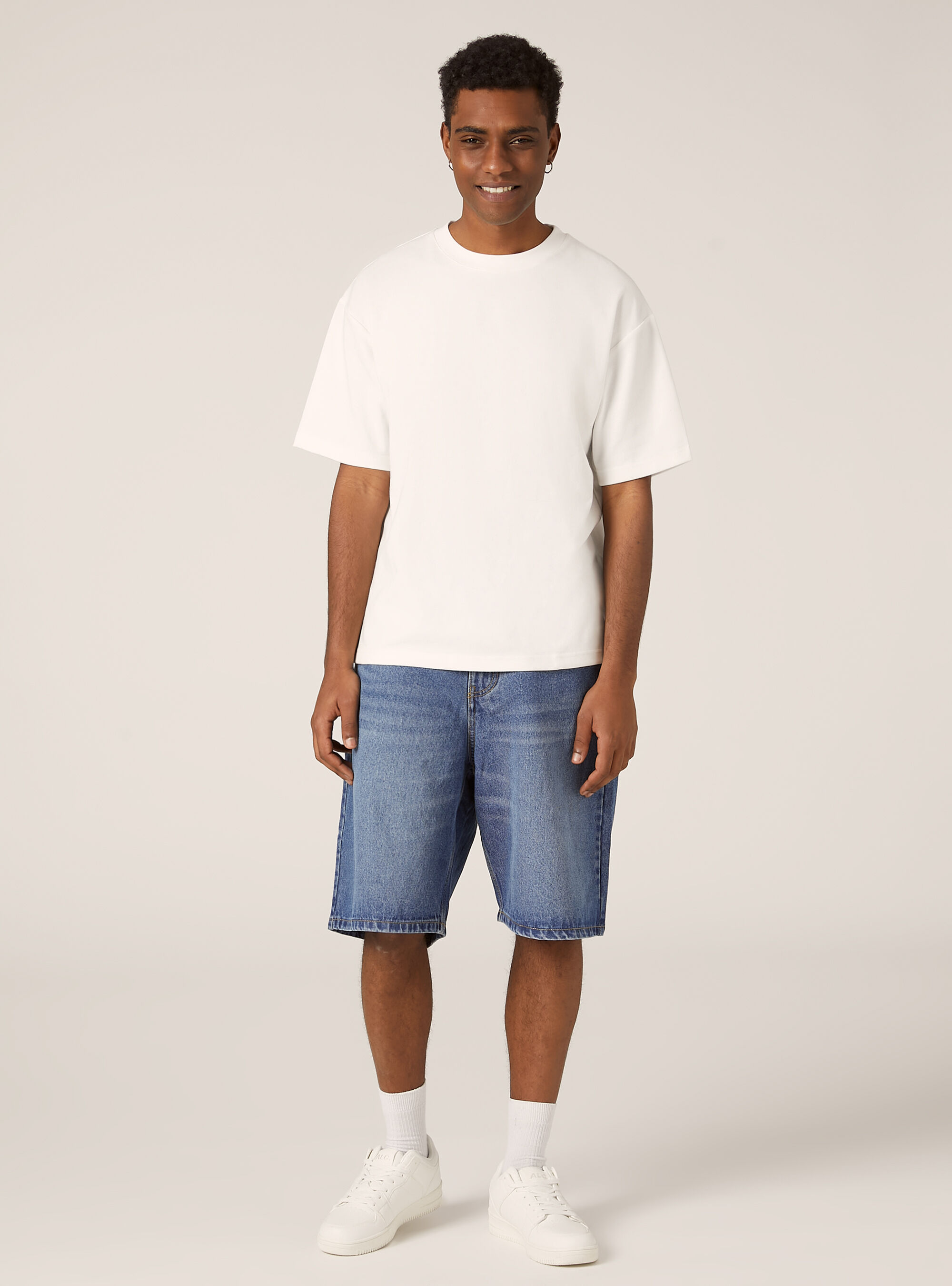 Bermuda loose fit en denim, D003 MEDIUM BLUE