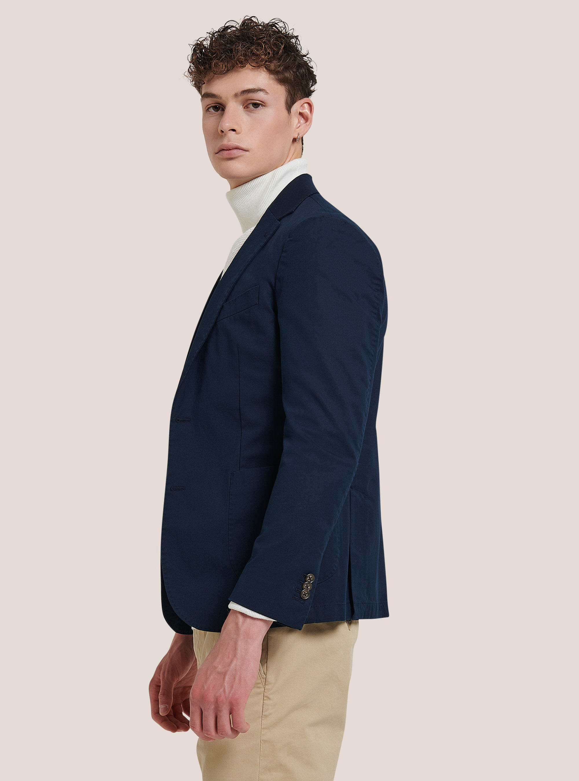 Cotton blend jacket with patch pocket, C2189 NAVY