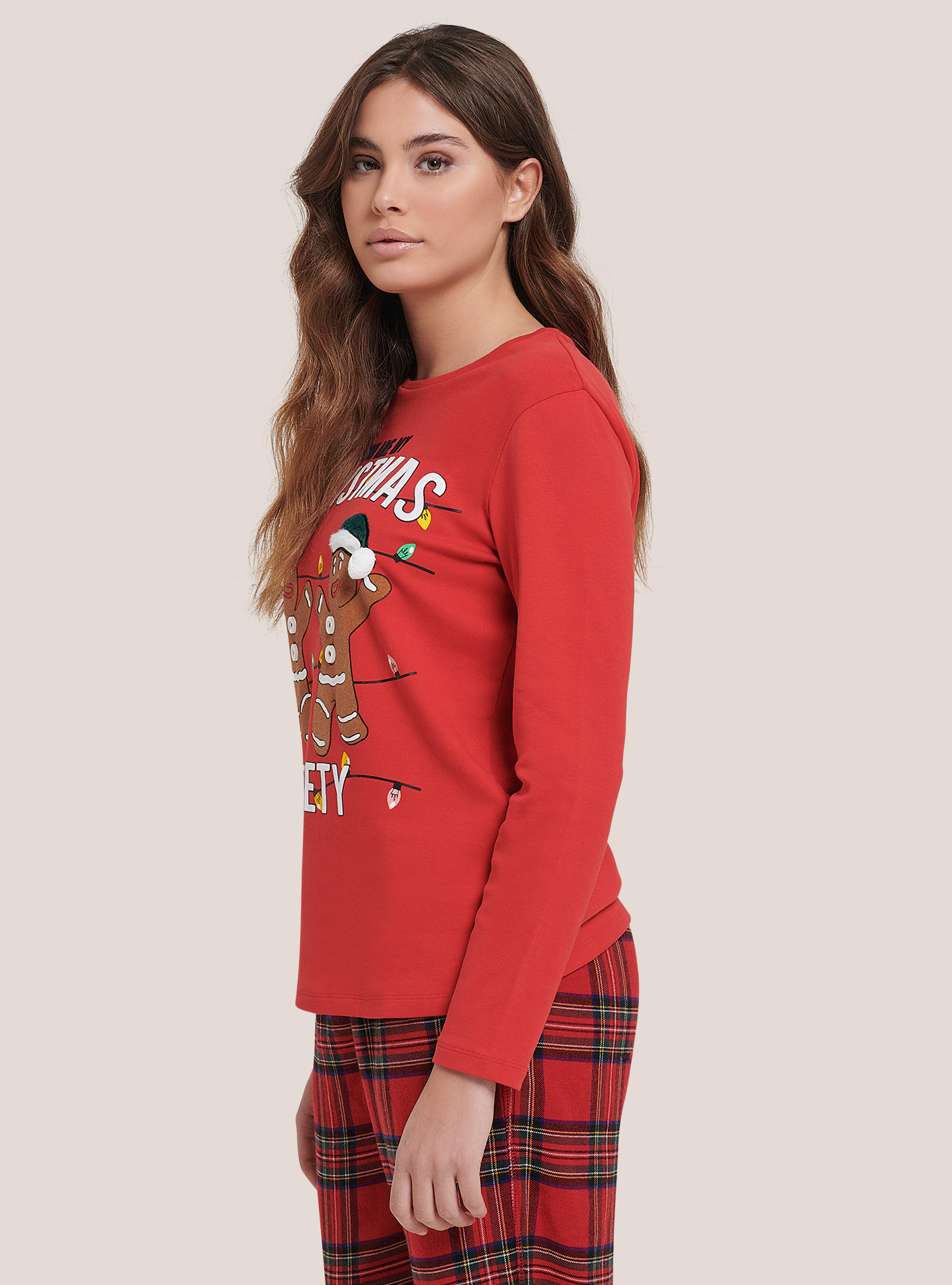 Pyjama de No&euml;l en coton, CHECKS RED