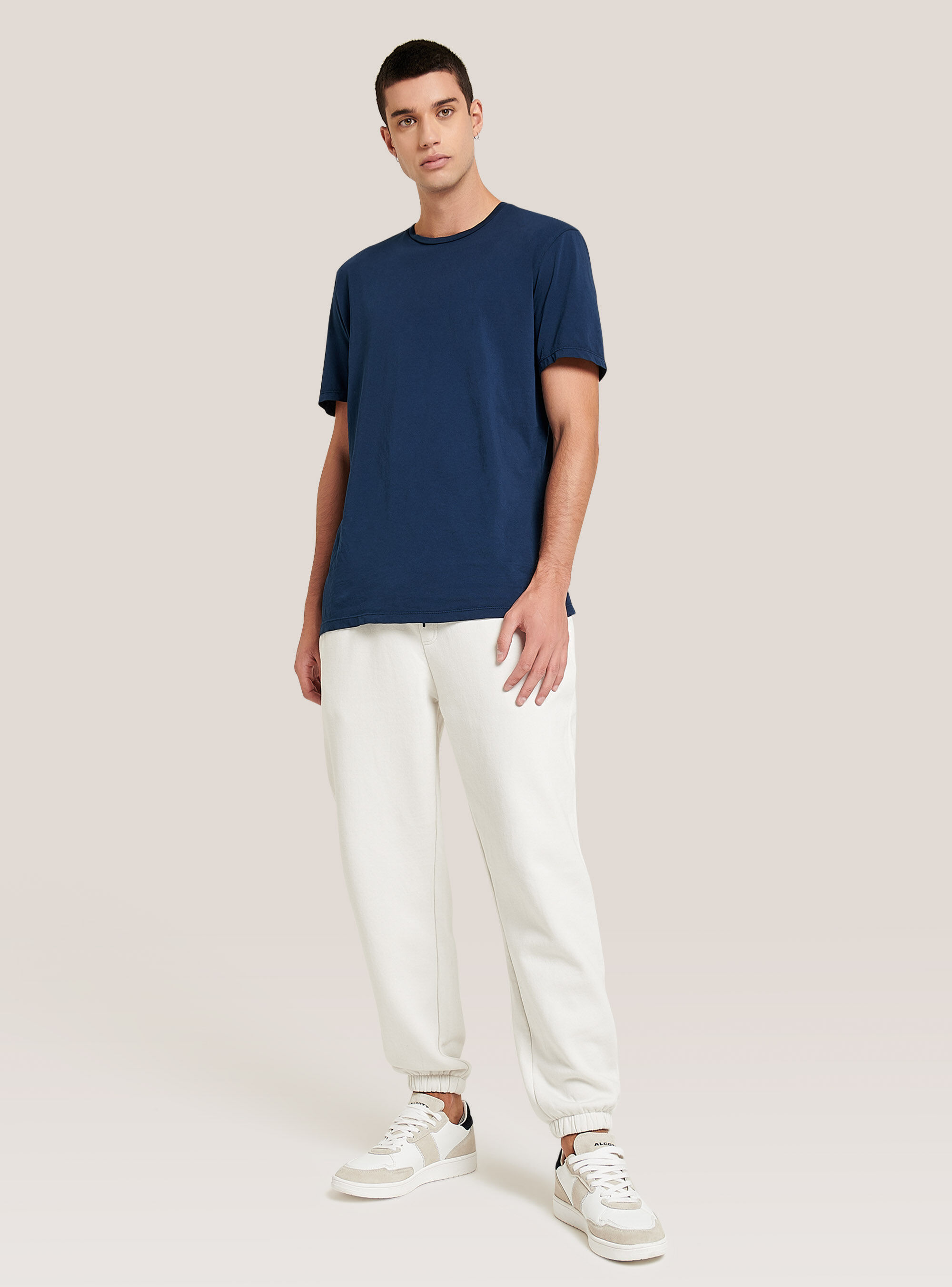 Basic cotton jogger trousers, C141 CREAM