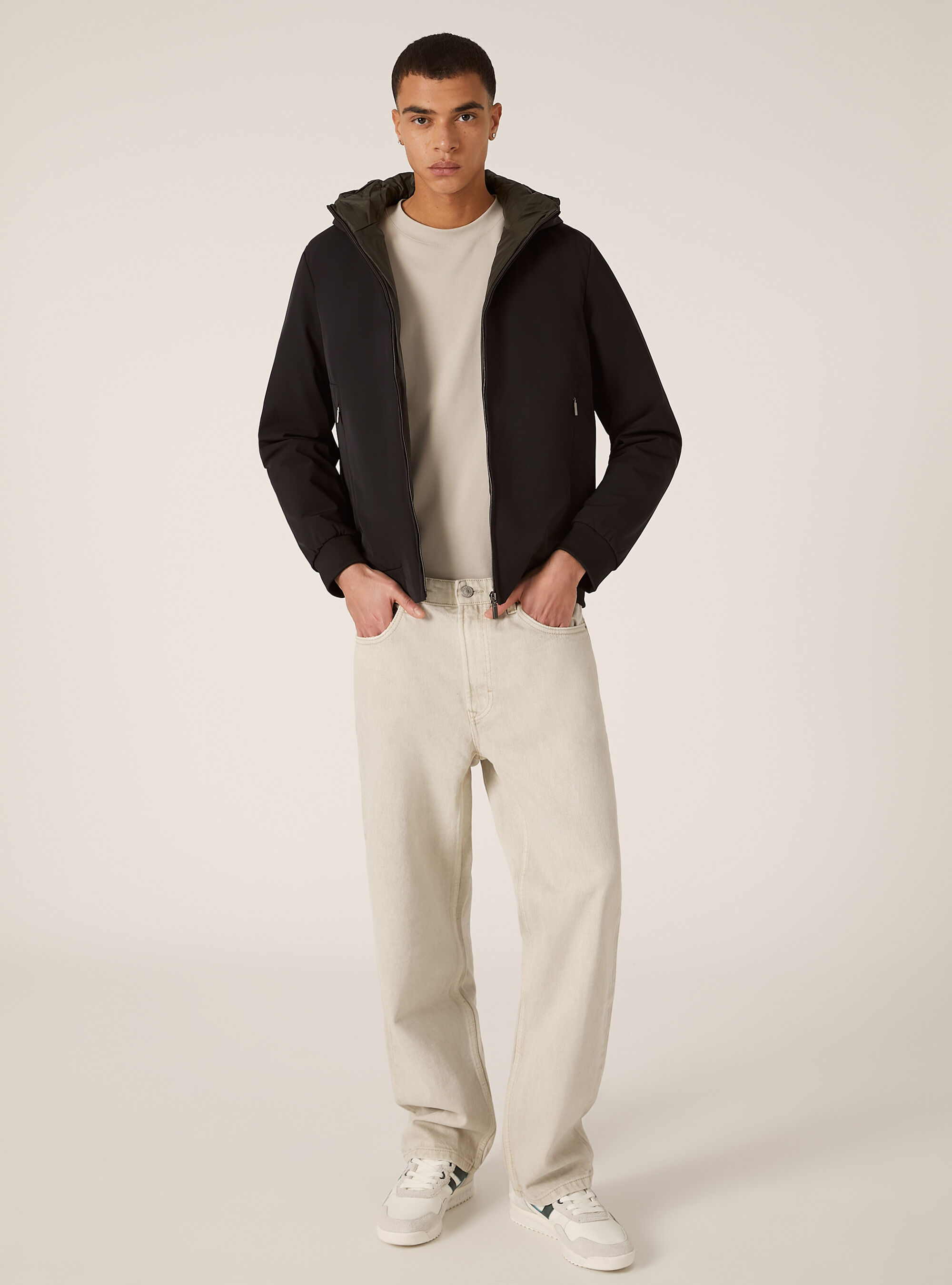 Hooded padded jacket, BK1 BLACK