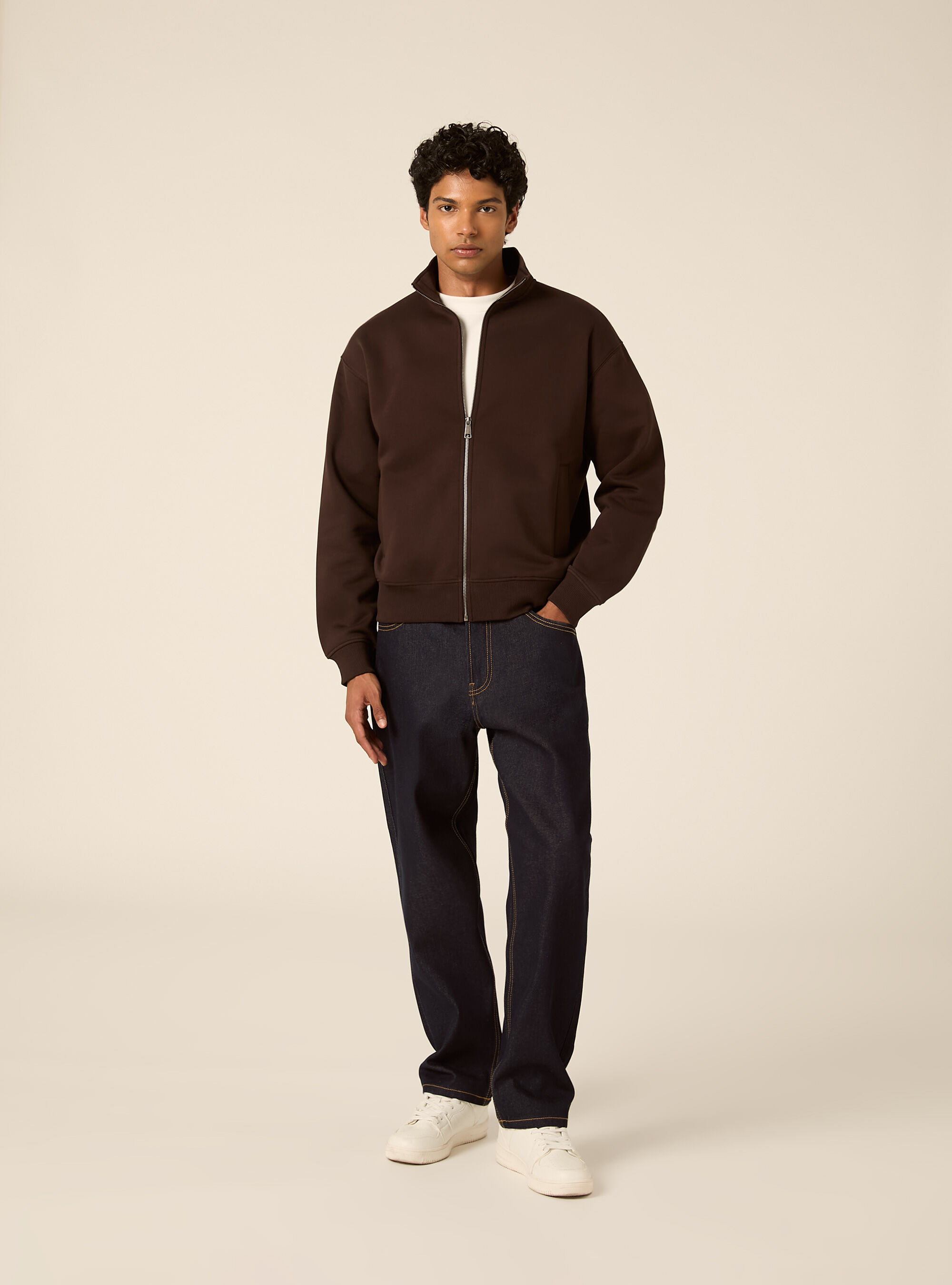 Cardigan con cerniera mezzocollo