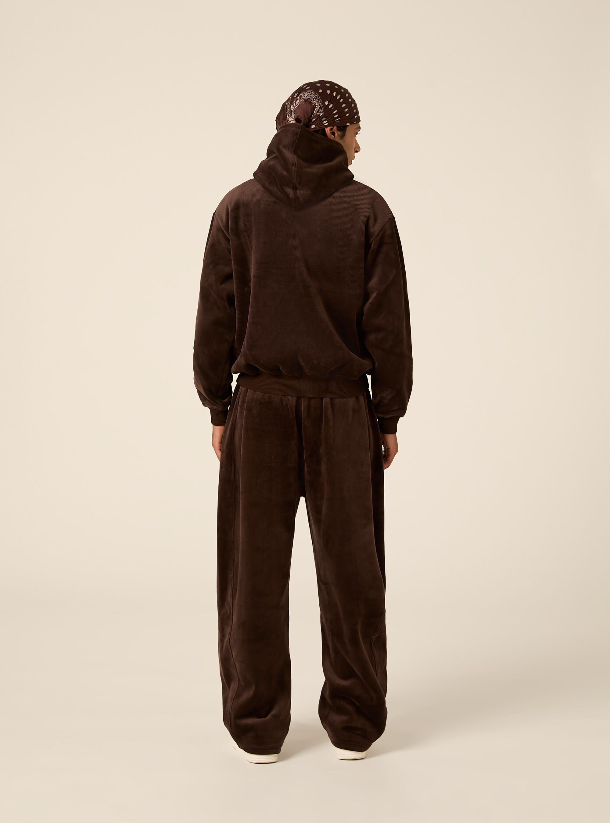 Felpa con cappuccio boxy fit in velluto a coste, BR1 BROWN DARK