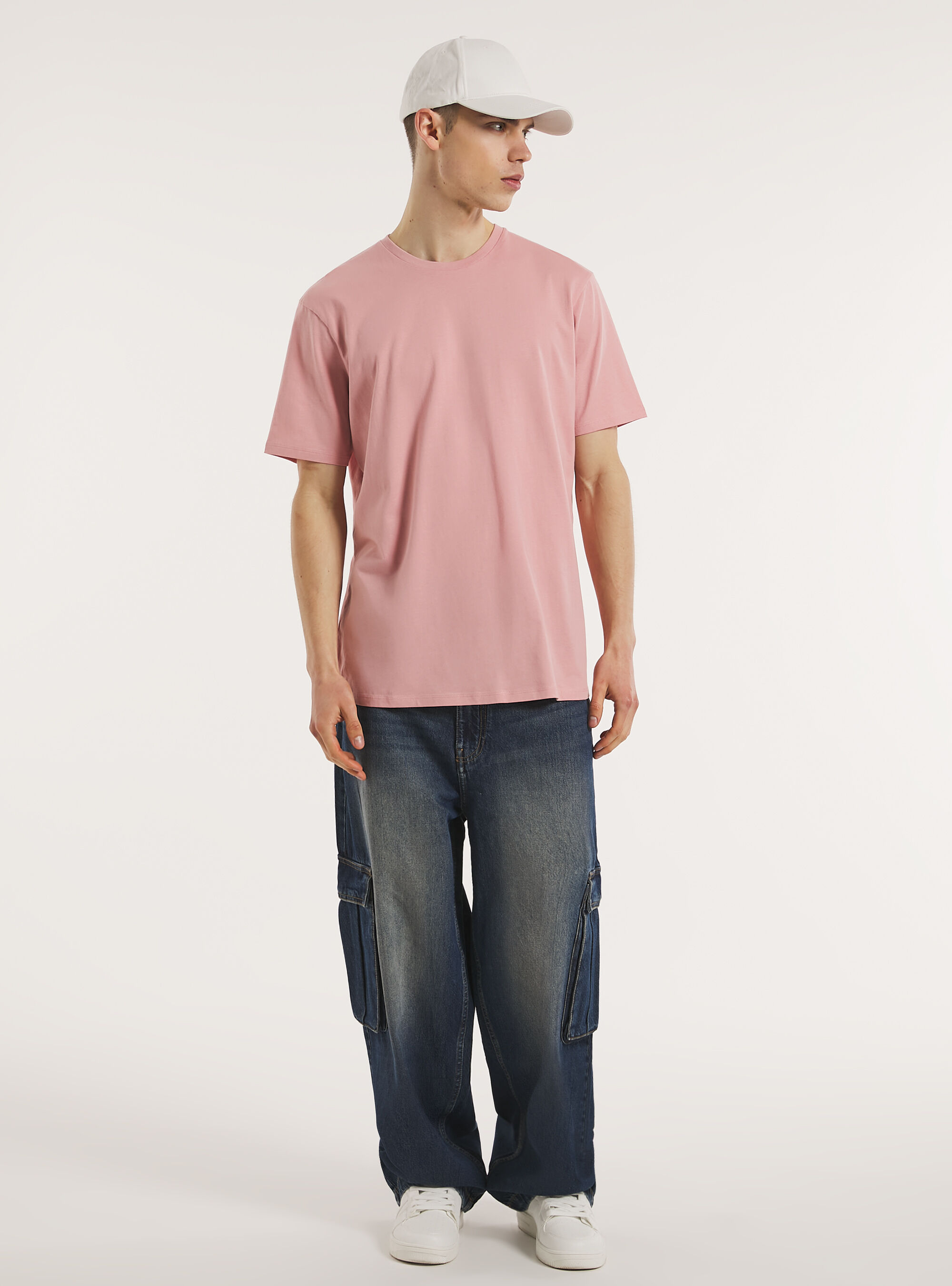 Maglietta girocollo in cotone, PK2 PINK MEDIUM