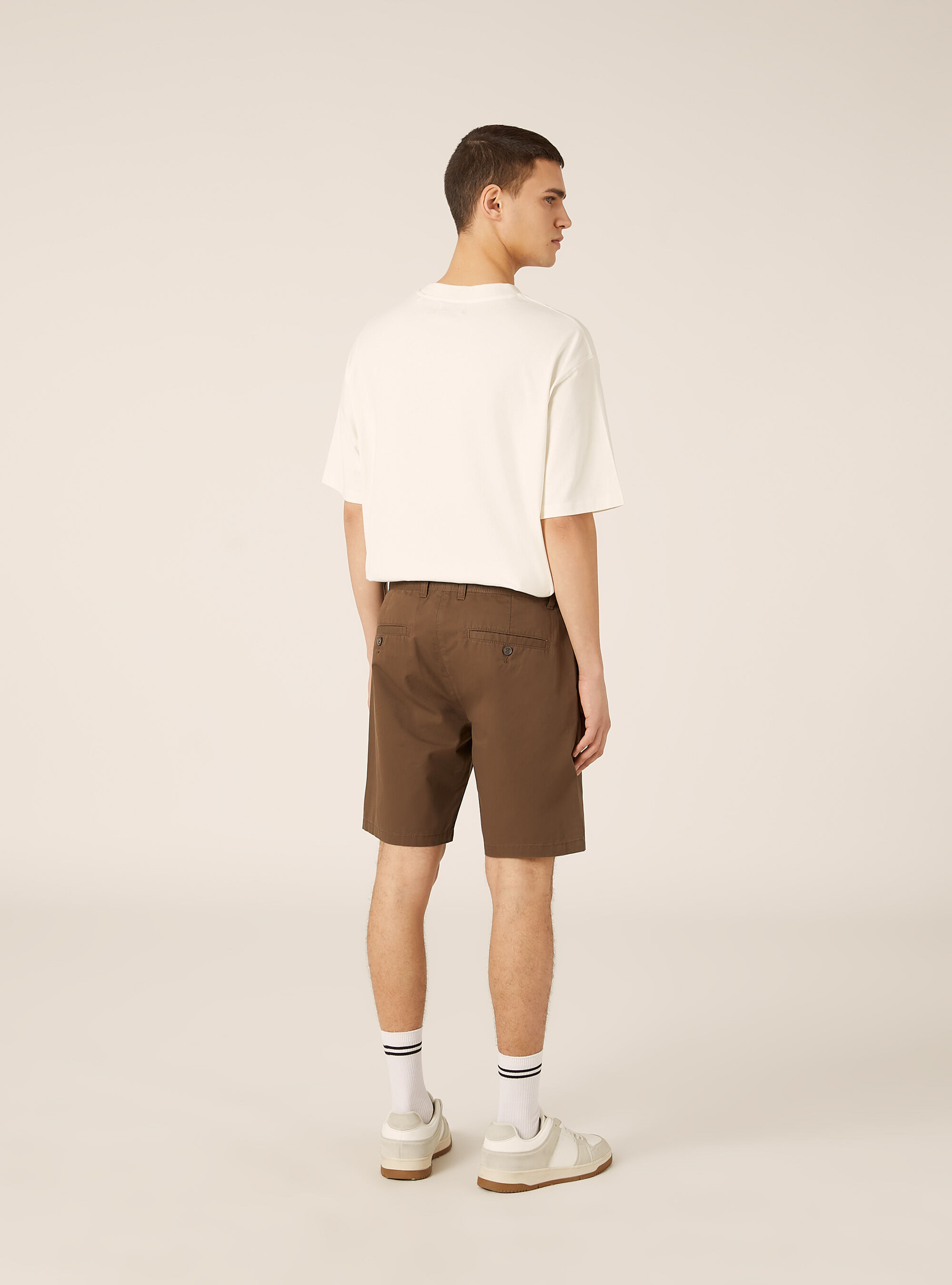 Bermuda in twill in tinta unita, MARRONE SCURO