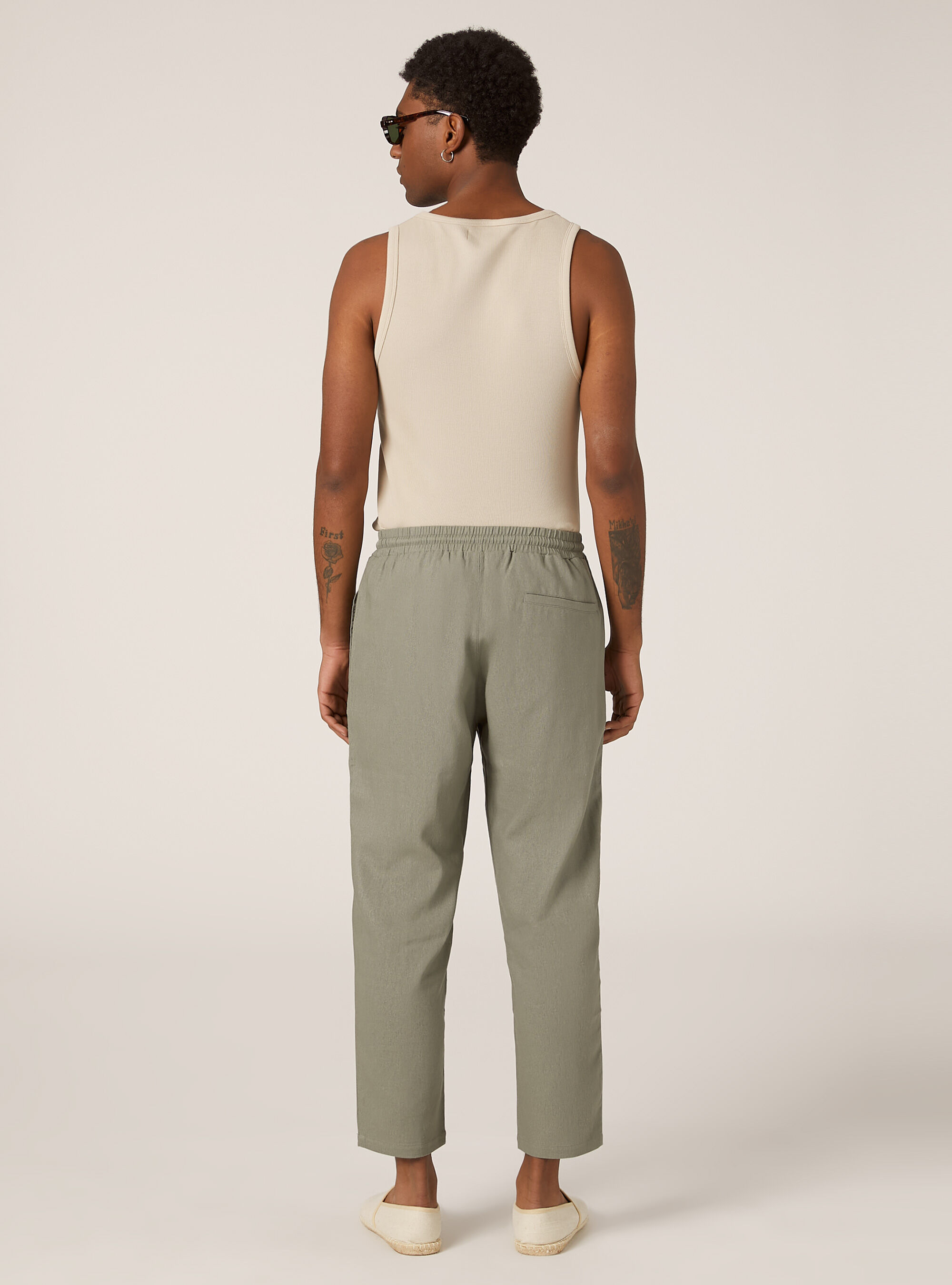 Linen blend jogger trousers, KY3 KAKY LIGHT