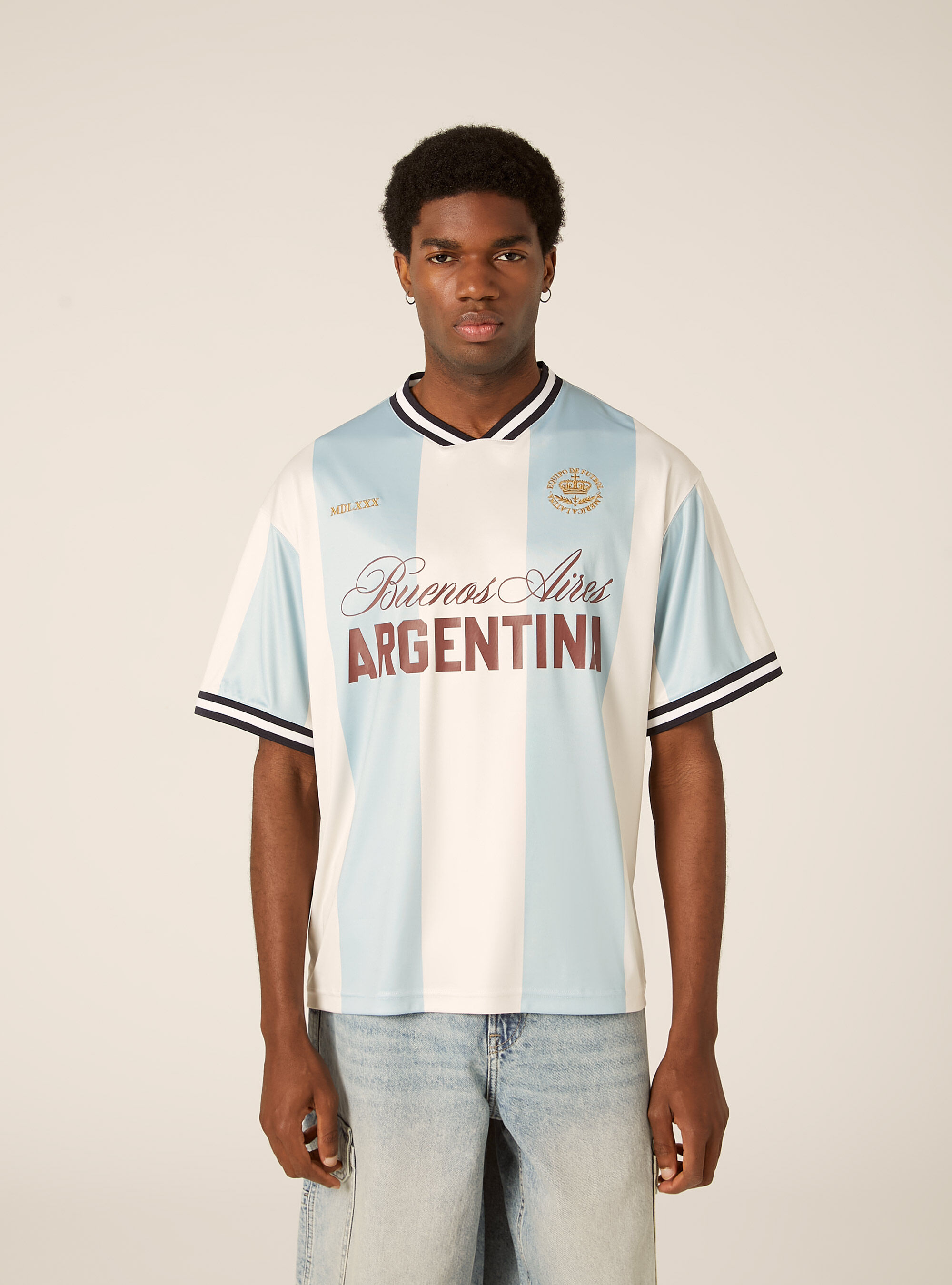 T-shirt boxy fit con stampa calcio mondiali