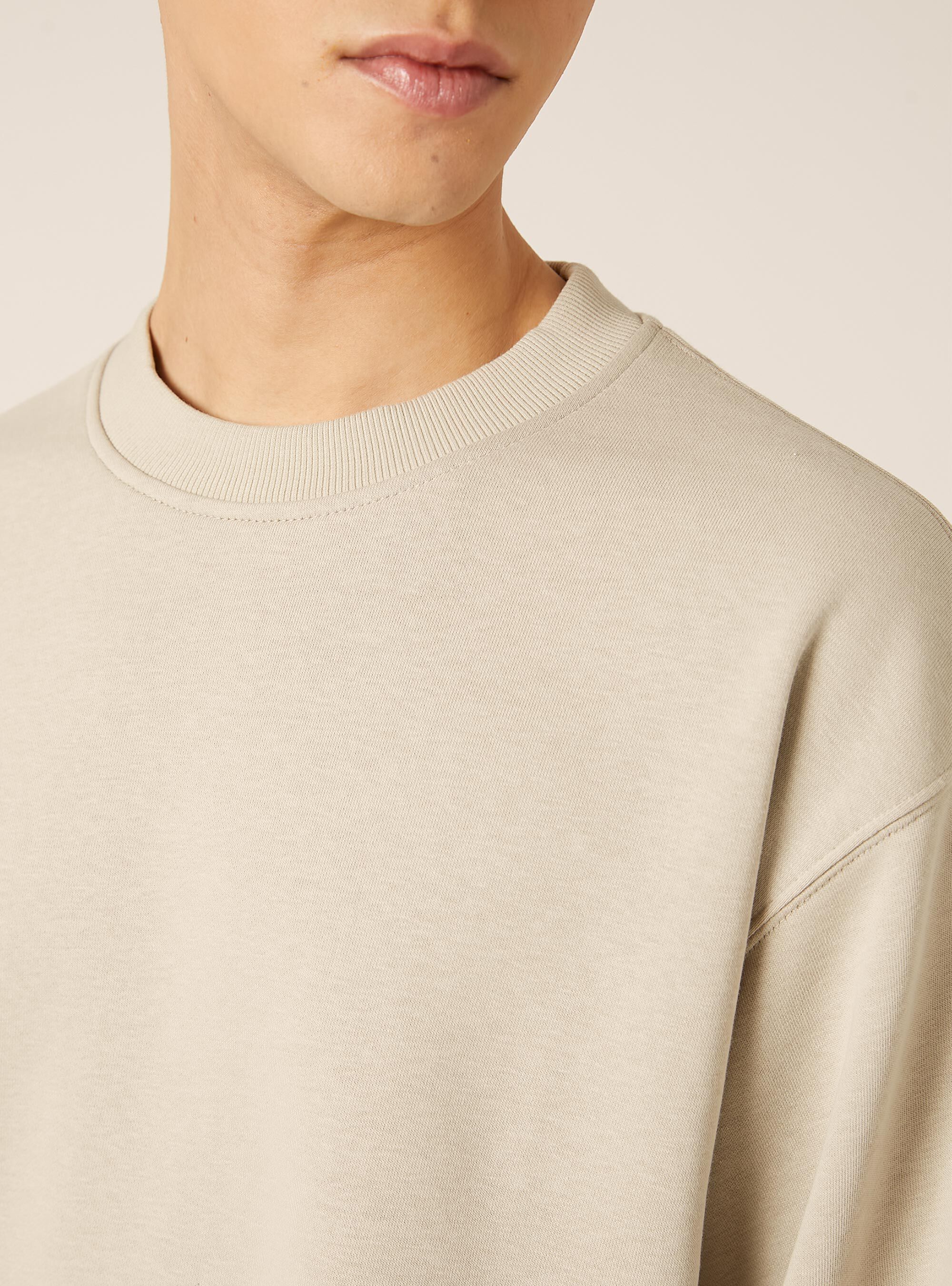 Felpa girocollo basica boxy fit, BG1 BEIGE DARK