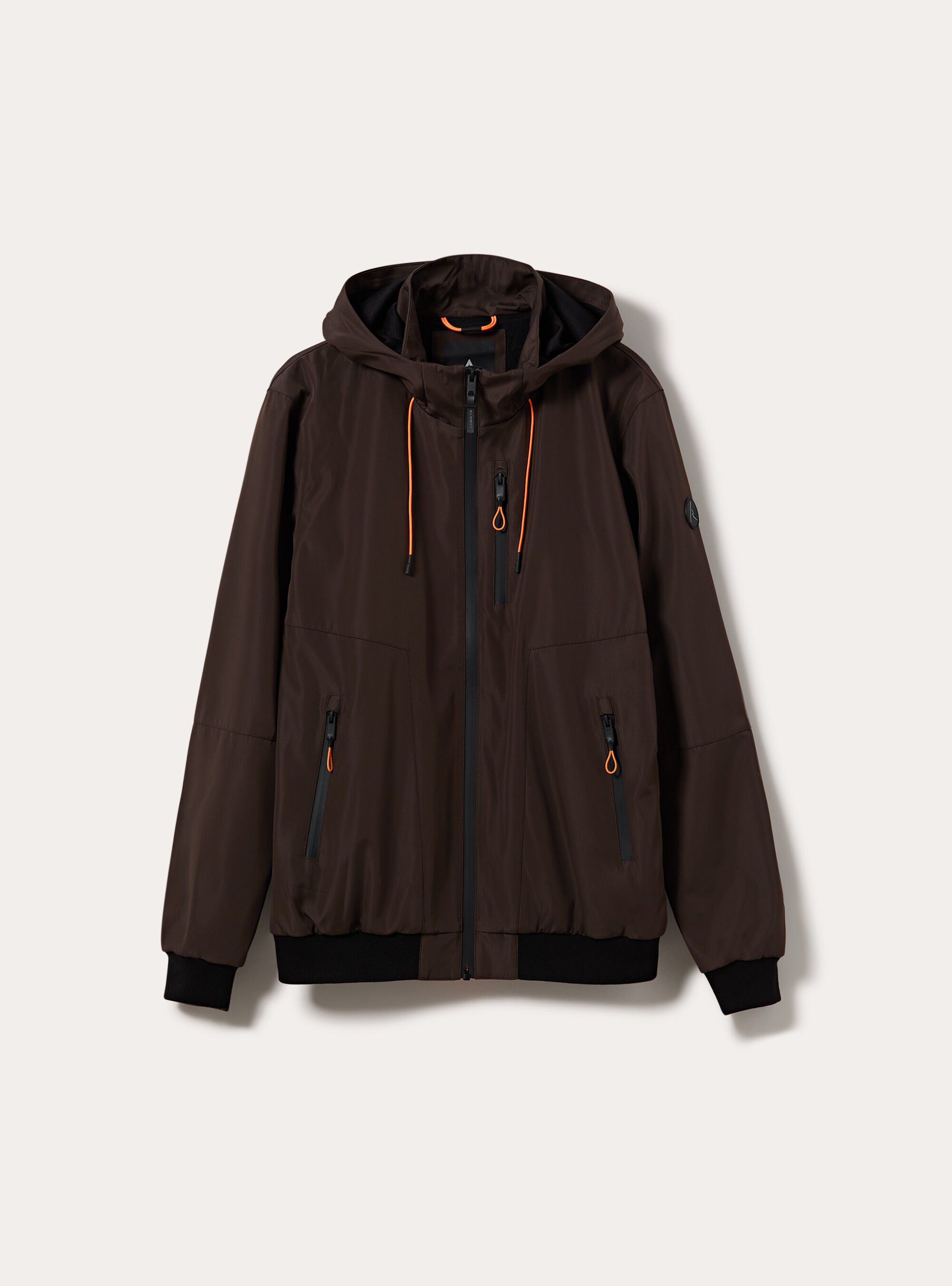 Bomber antivento con cappuccio, BR2 BROWN MEDIUM