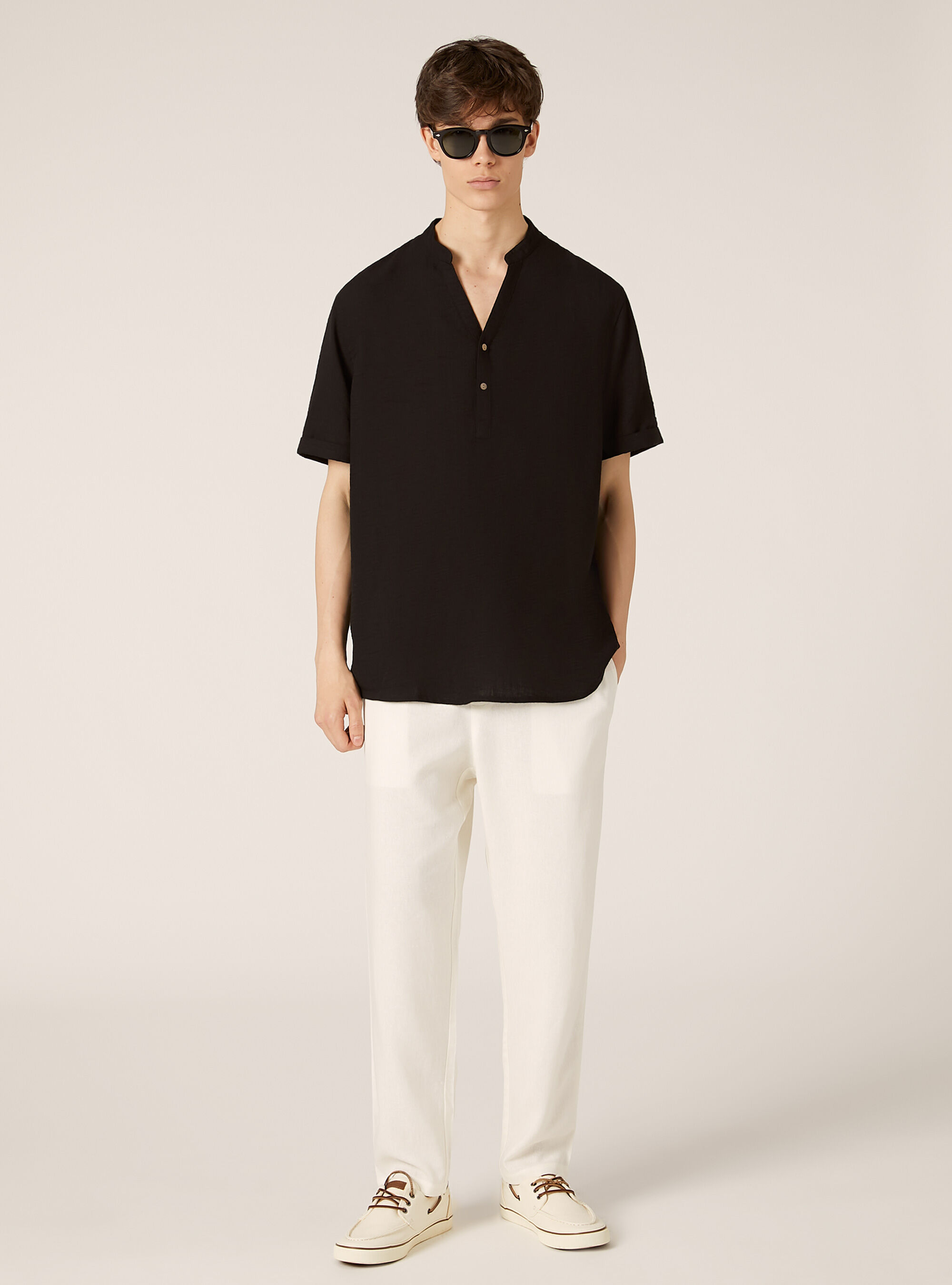Chemise &agrave; col cor&eacute;en, BK1 BLACK