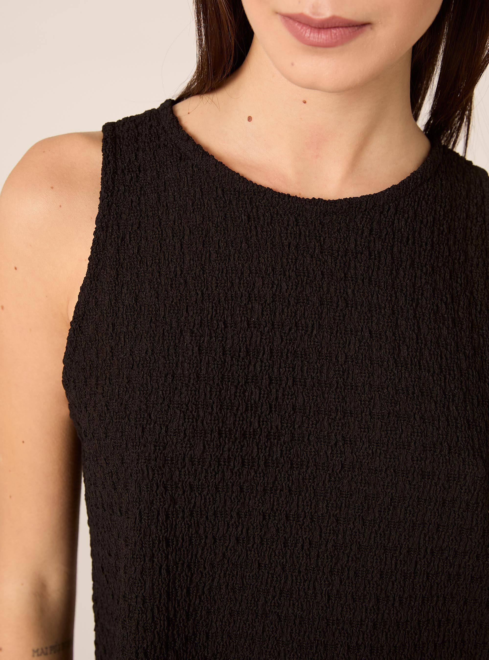 Waffle fabric tank top, BK1 BLACK