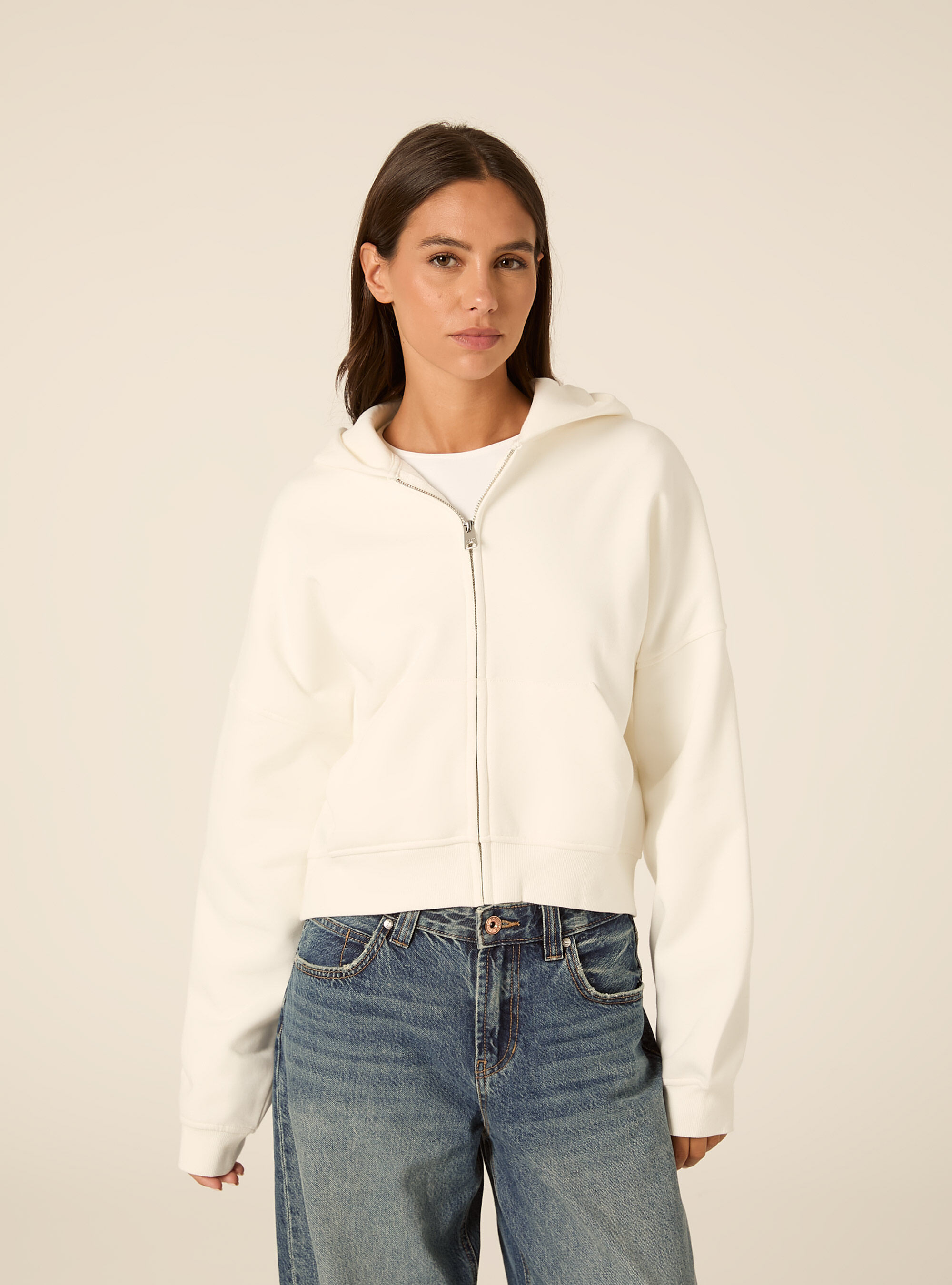 Cardigan cappuccio oversize, WH1 OFF WHITE