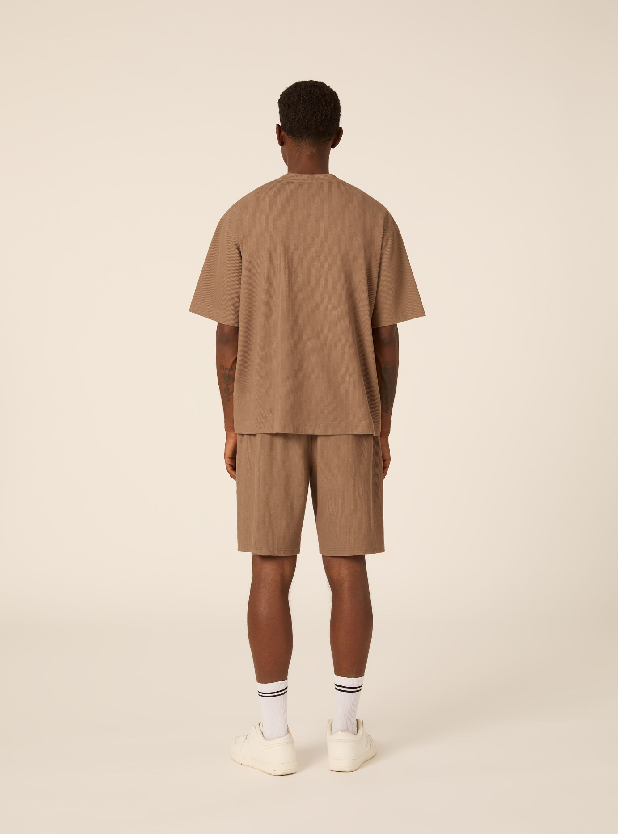 Maglietta boxy fit in Tessuto Strutturato, MARRONE CHIARO