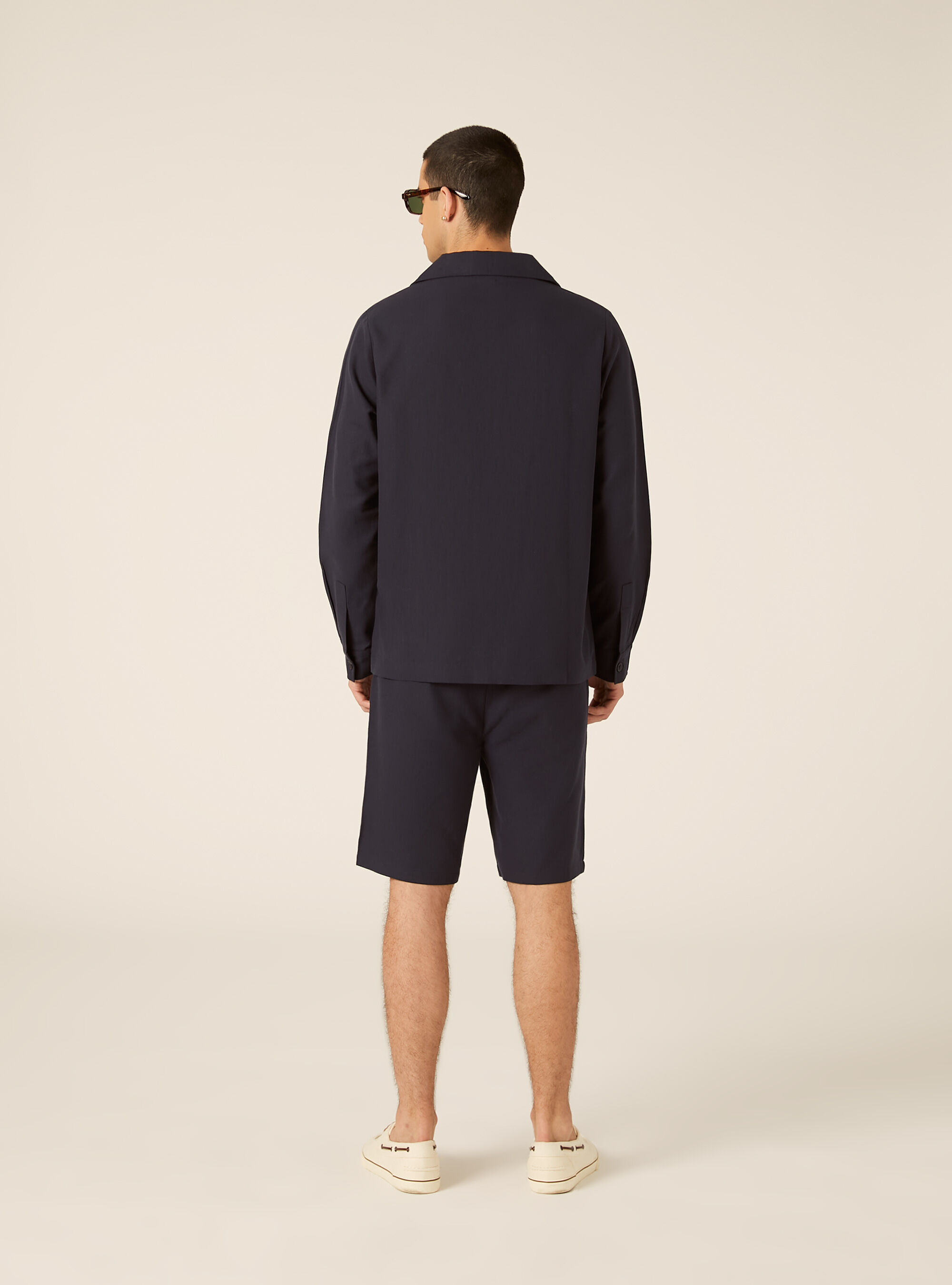 Camicia  con tasconi  in misto lino, NA1 NAVY DARK