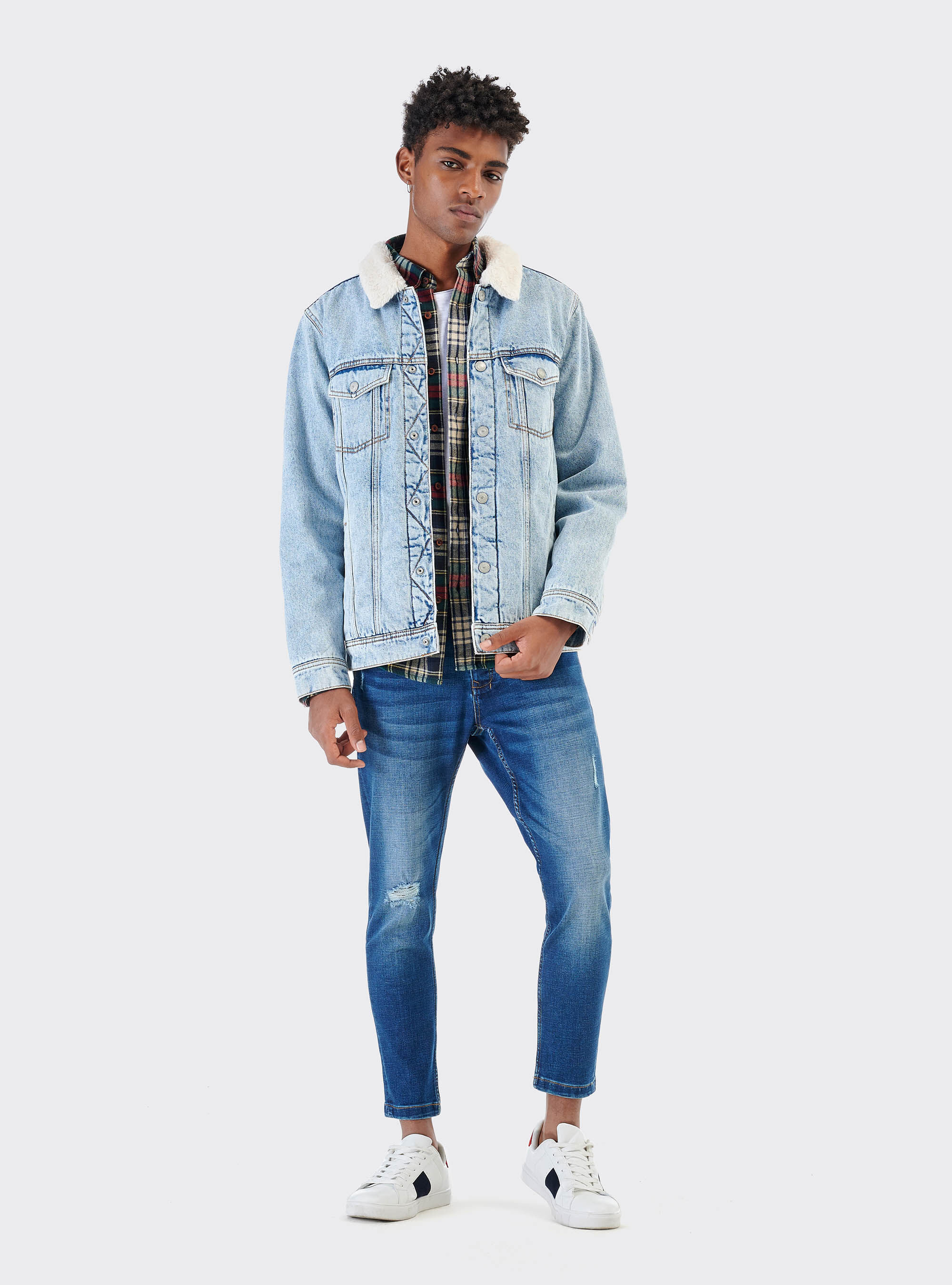 Lambskin best sale denim jacket