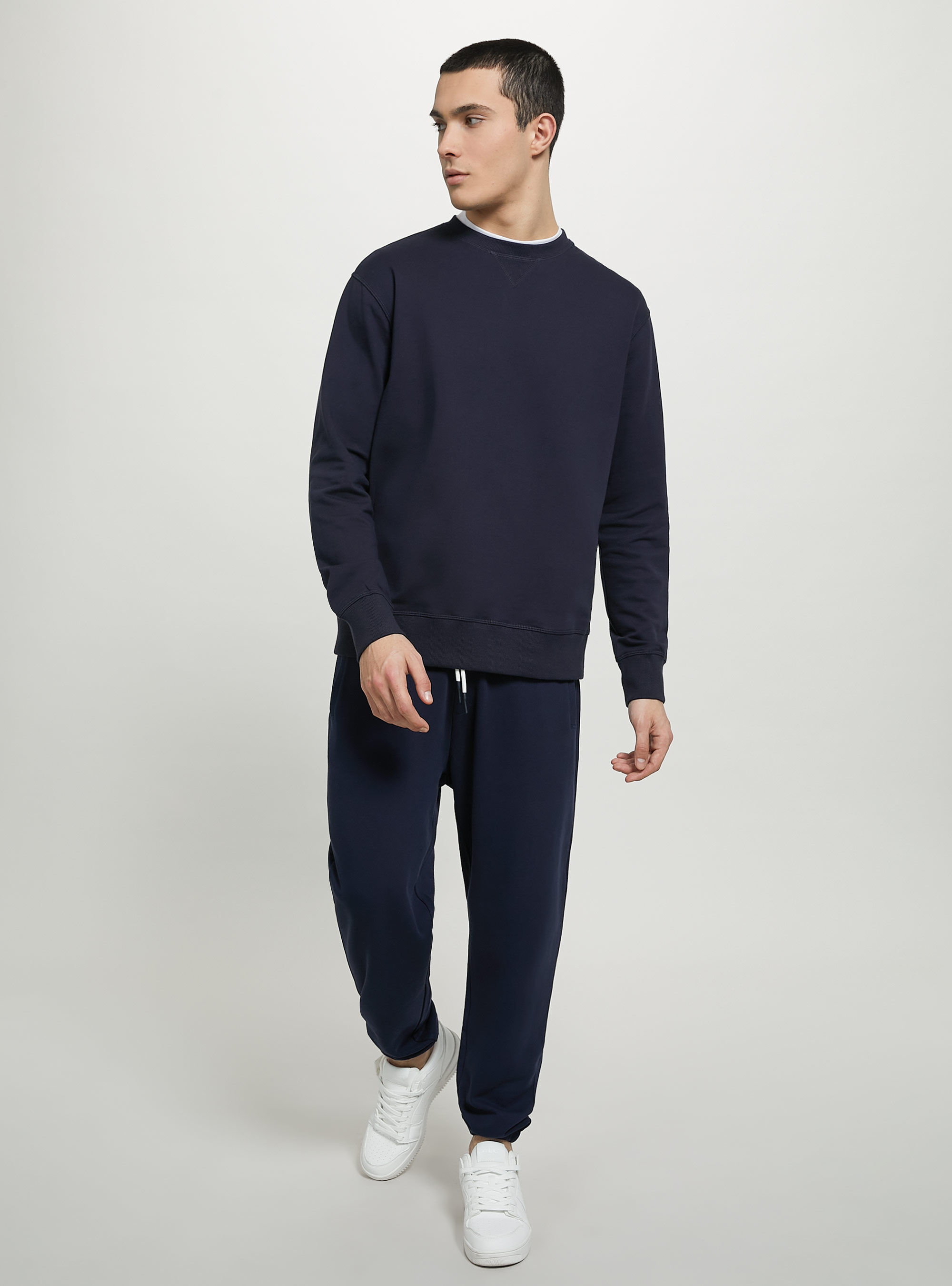 Plain-coloured crew-neck sweatshirt, NA1 NAVY DARK