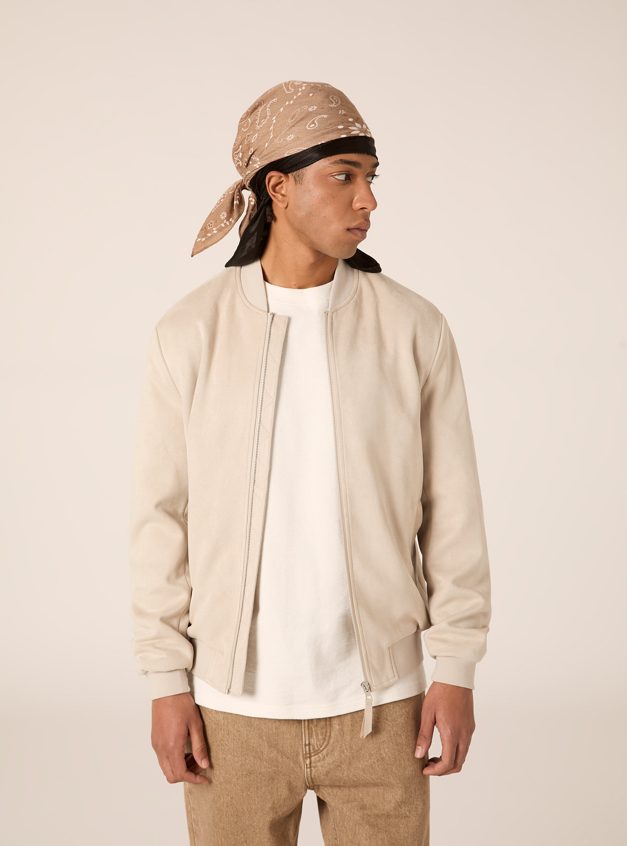 Suede-effect bomber jacket