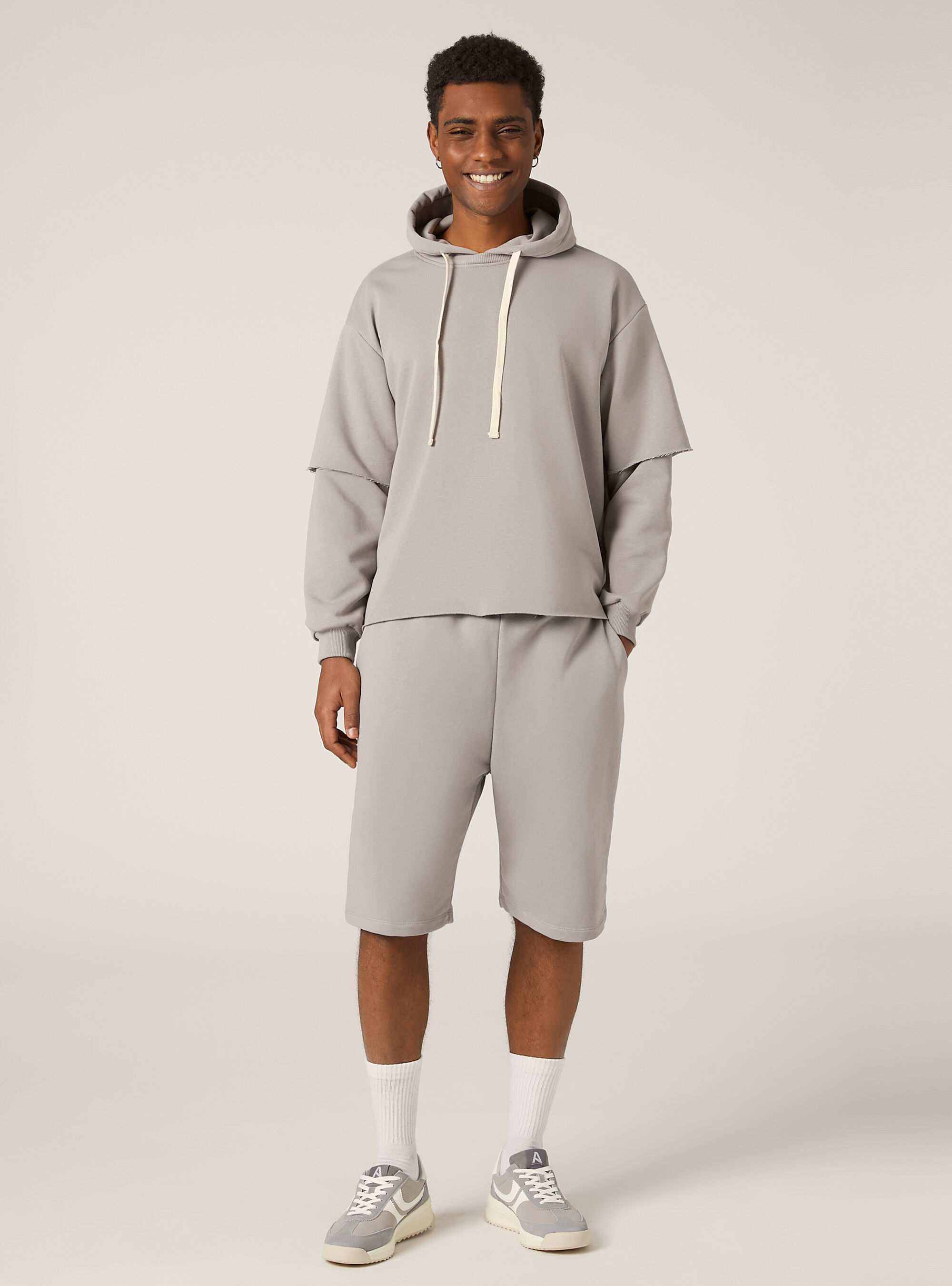 Double sleeve boxy sweatshirt, GY2 GREY MEDIUM