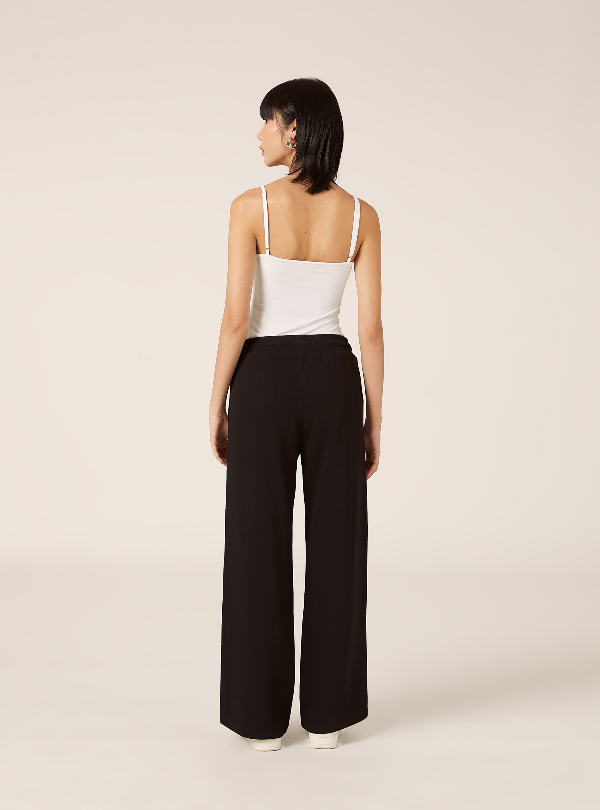 Wide-leg jogger pants in fleece, BK1 BLACK