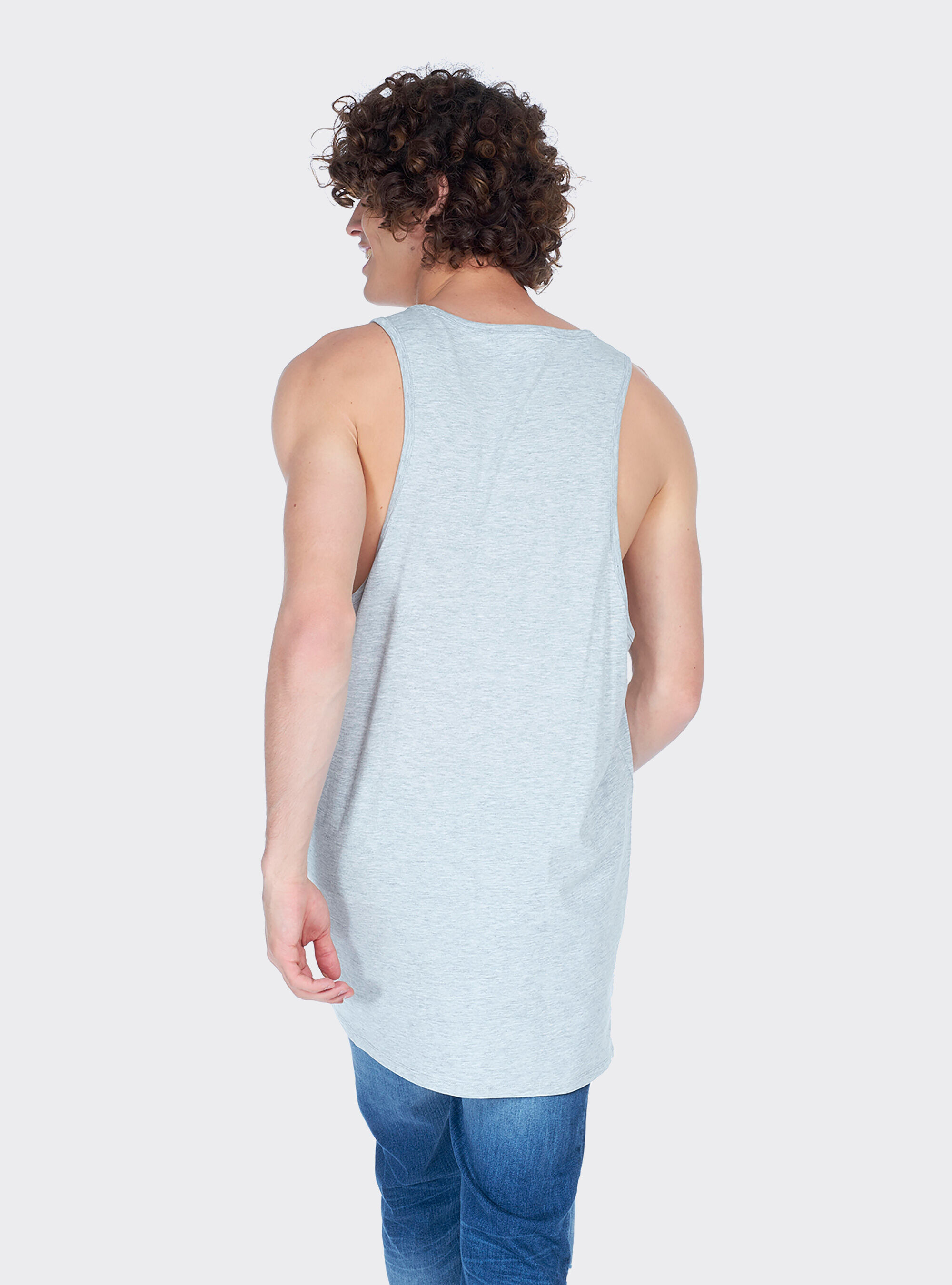 Canotta long e oversize fit con stampa lettering, C143 LIGHT GREY M