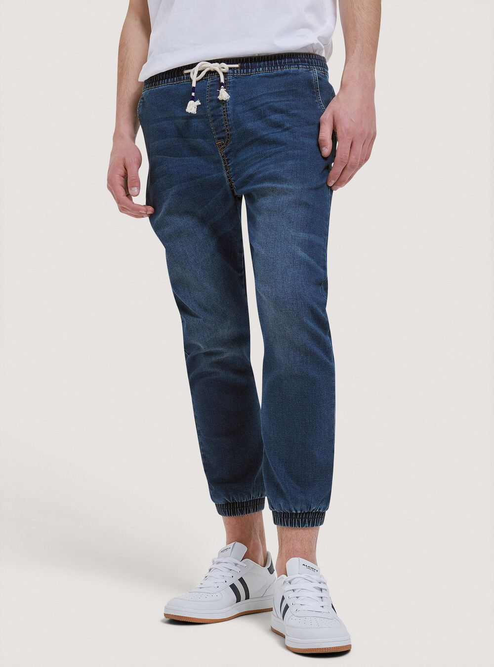 Stretch denim jogger trousers - Main Image