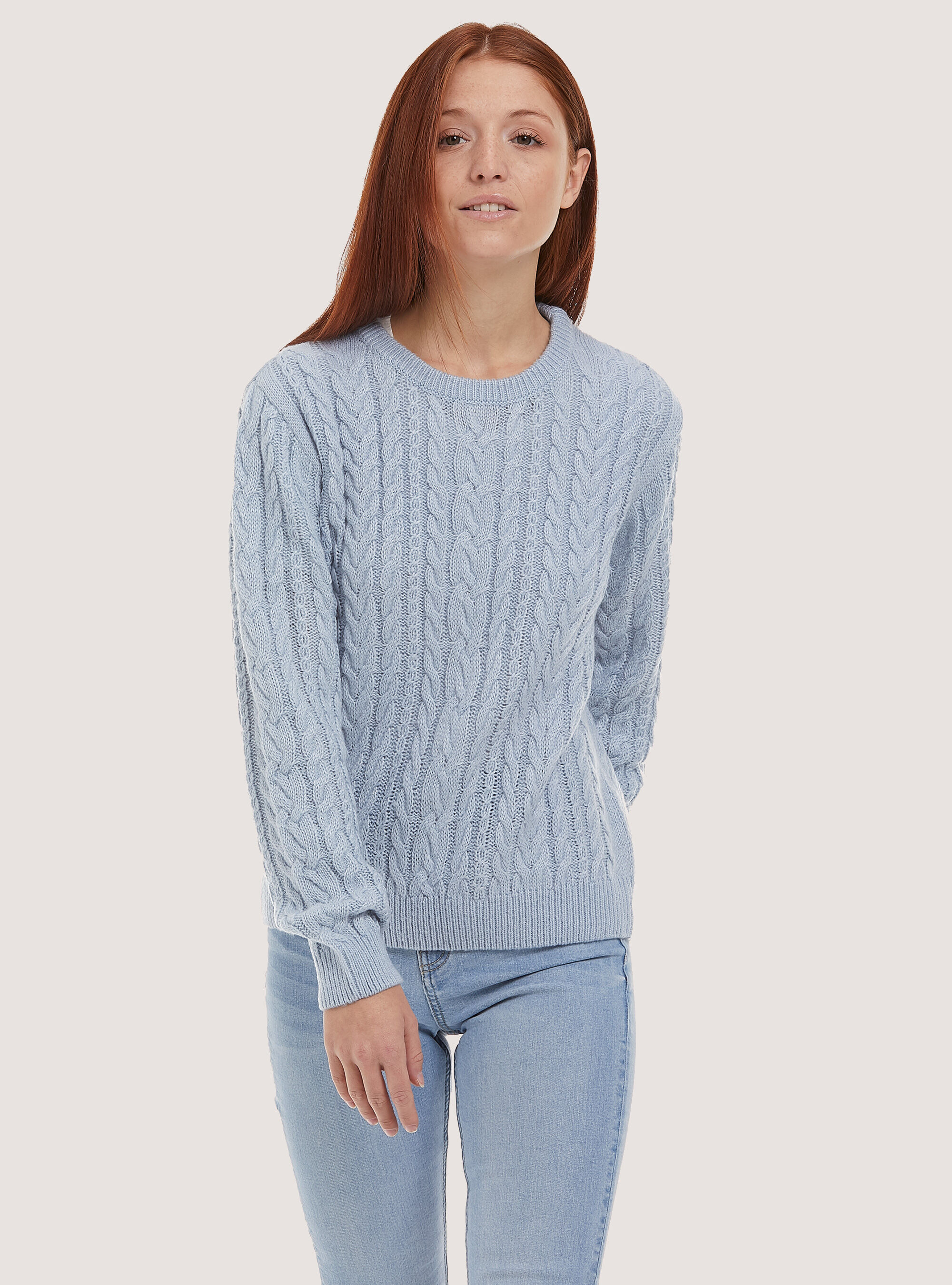 Pullover con trecce, AZ3 AZURRE LIGHT