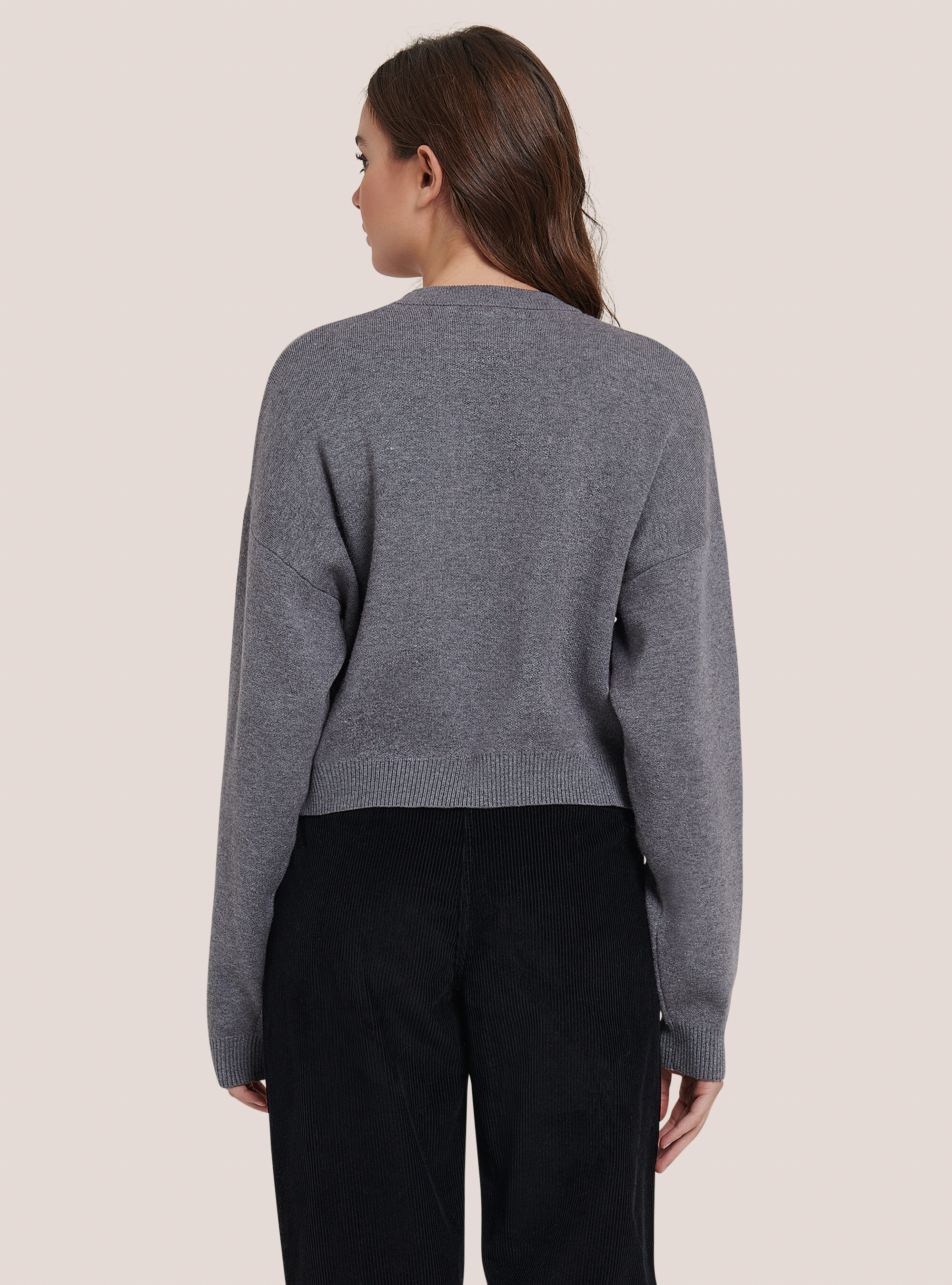 Unifarbener Pullover in Kurzform, C135 GREY MELANGE