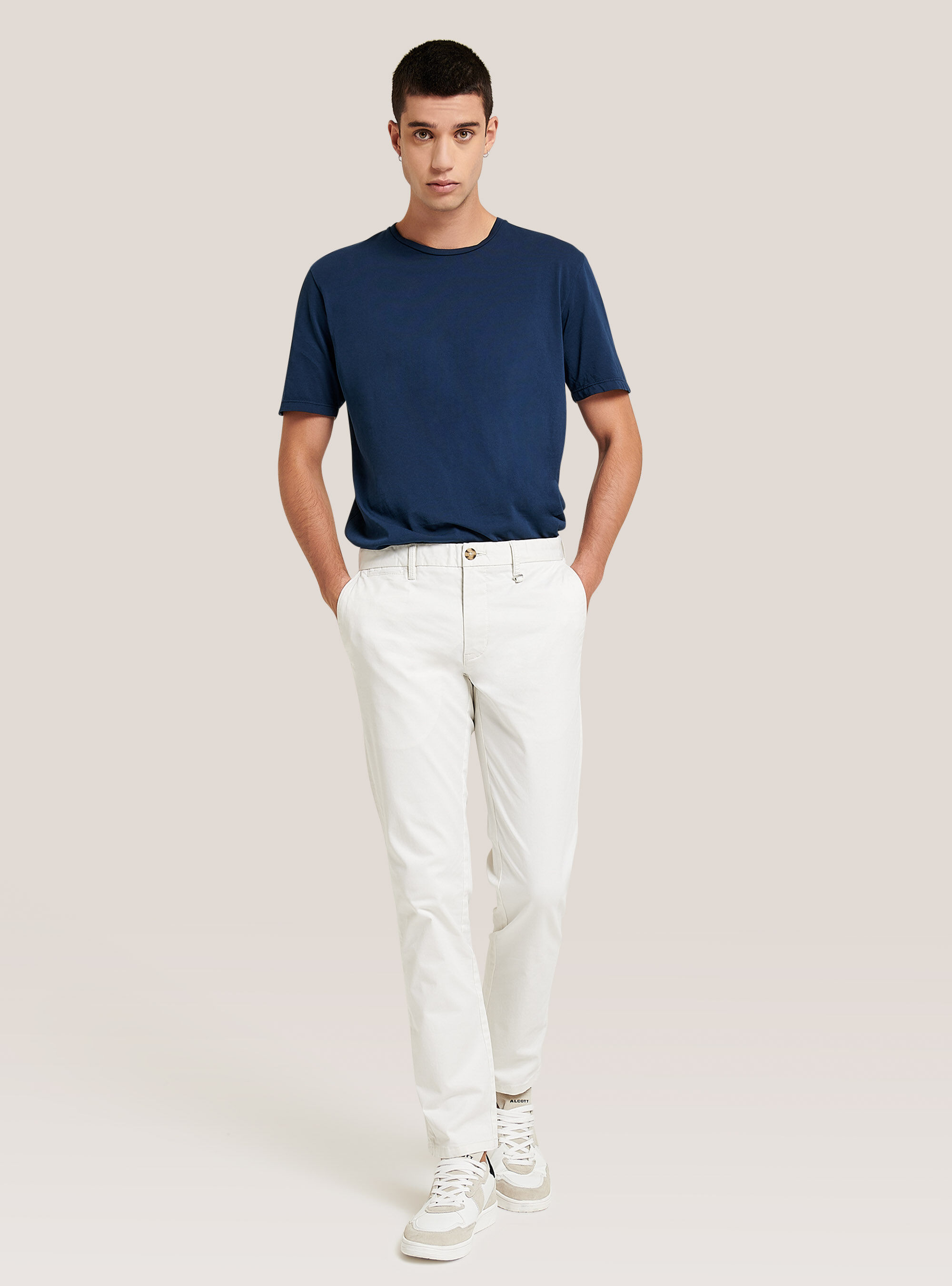 Pantaloni chinos twill stretch in cotone