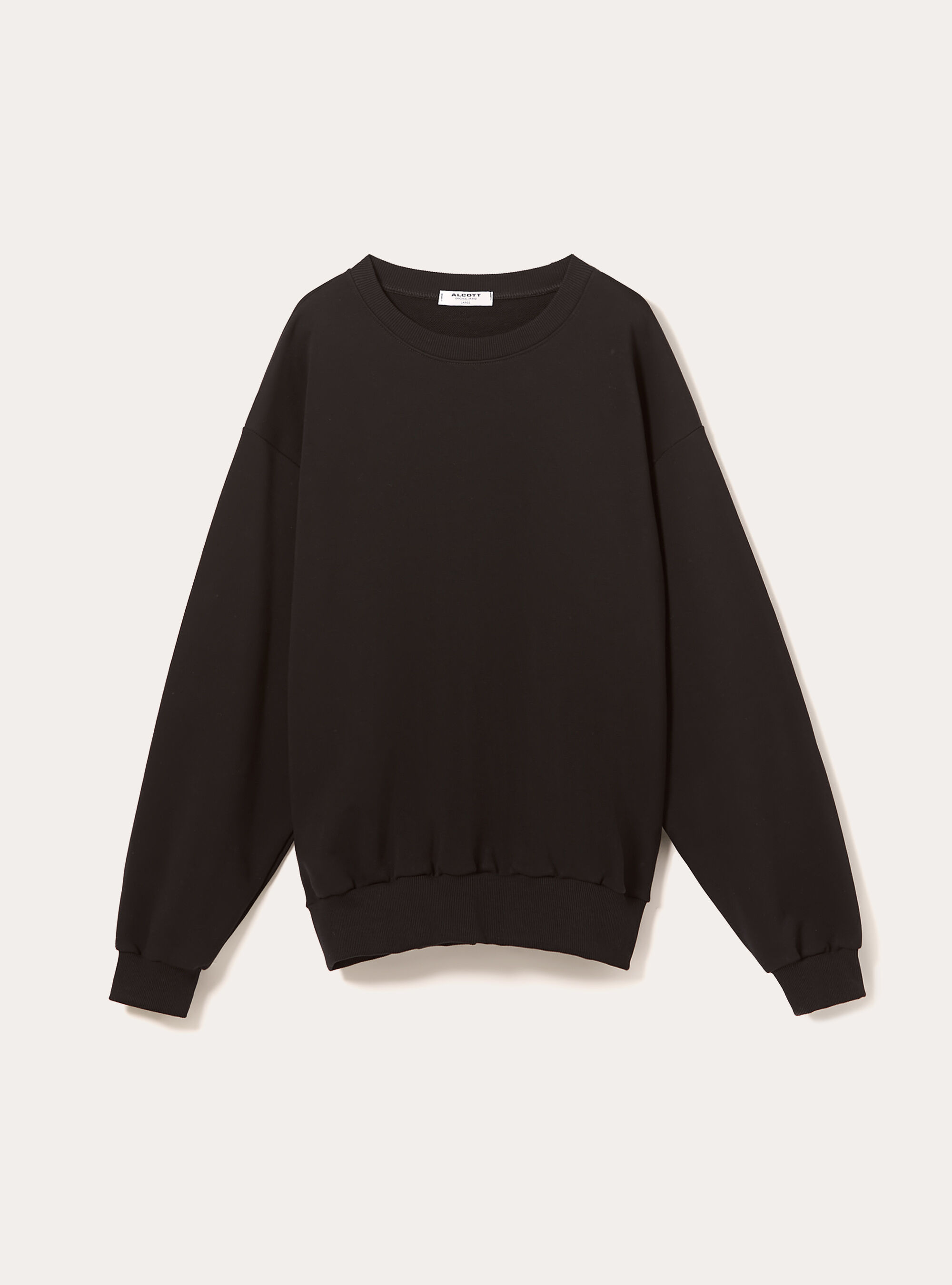 Sudadera de cuello redondo boxy fit, BK1 BLACK