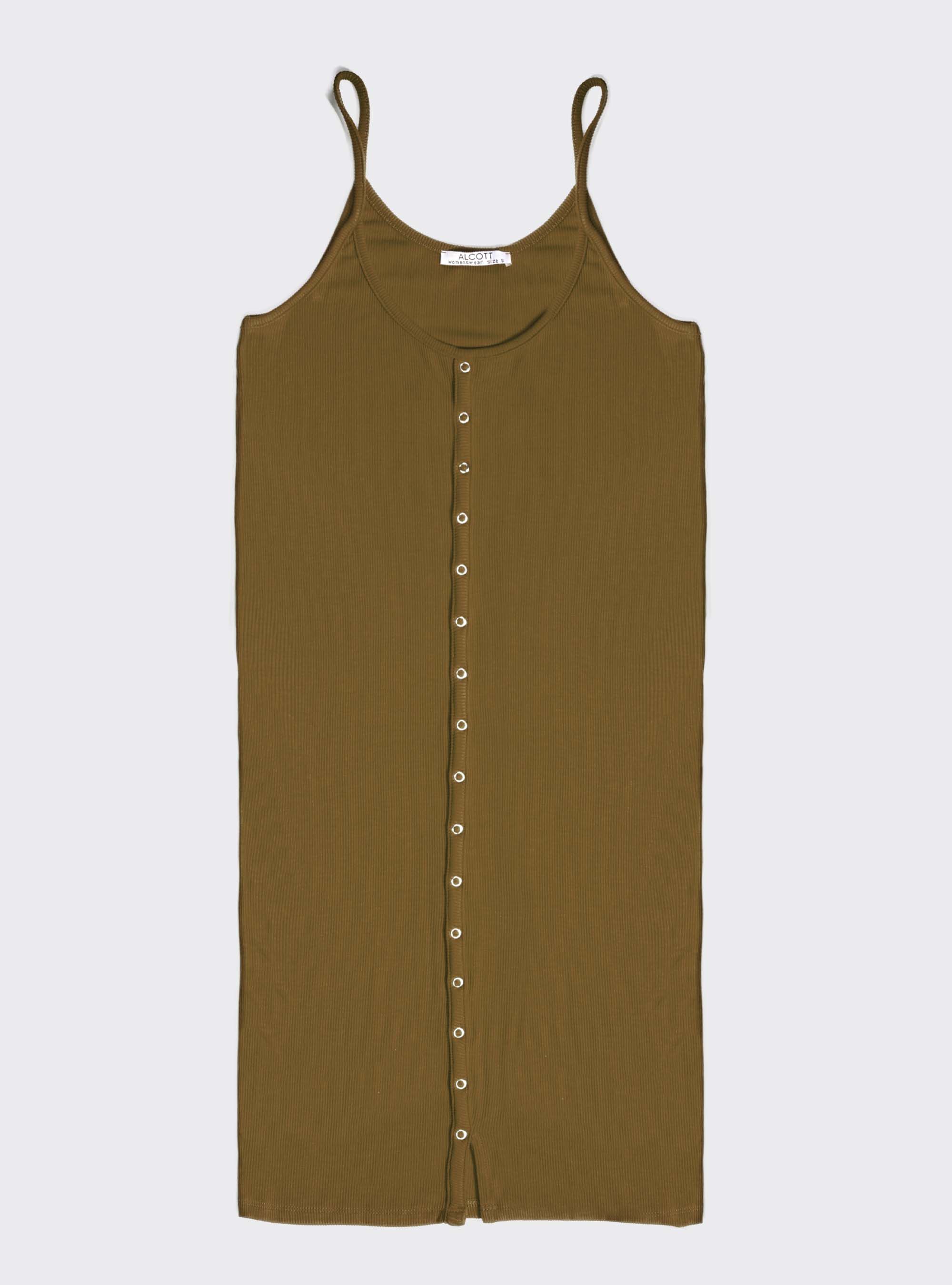 Vestito corto con bottoncini comfort fit, KAKI