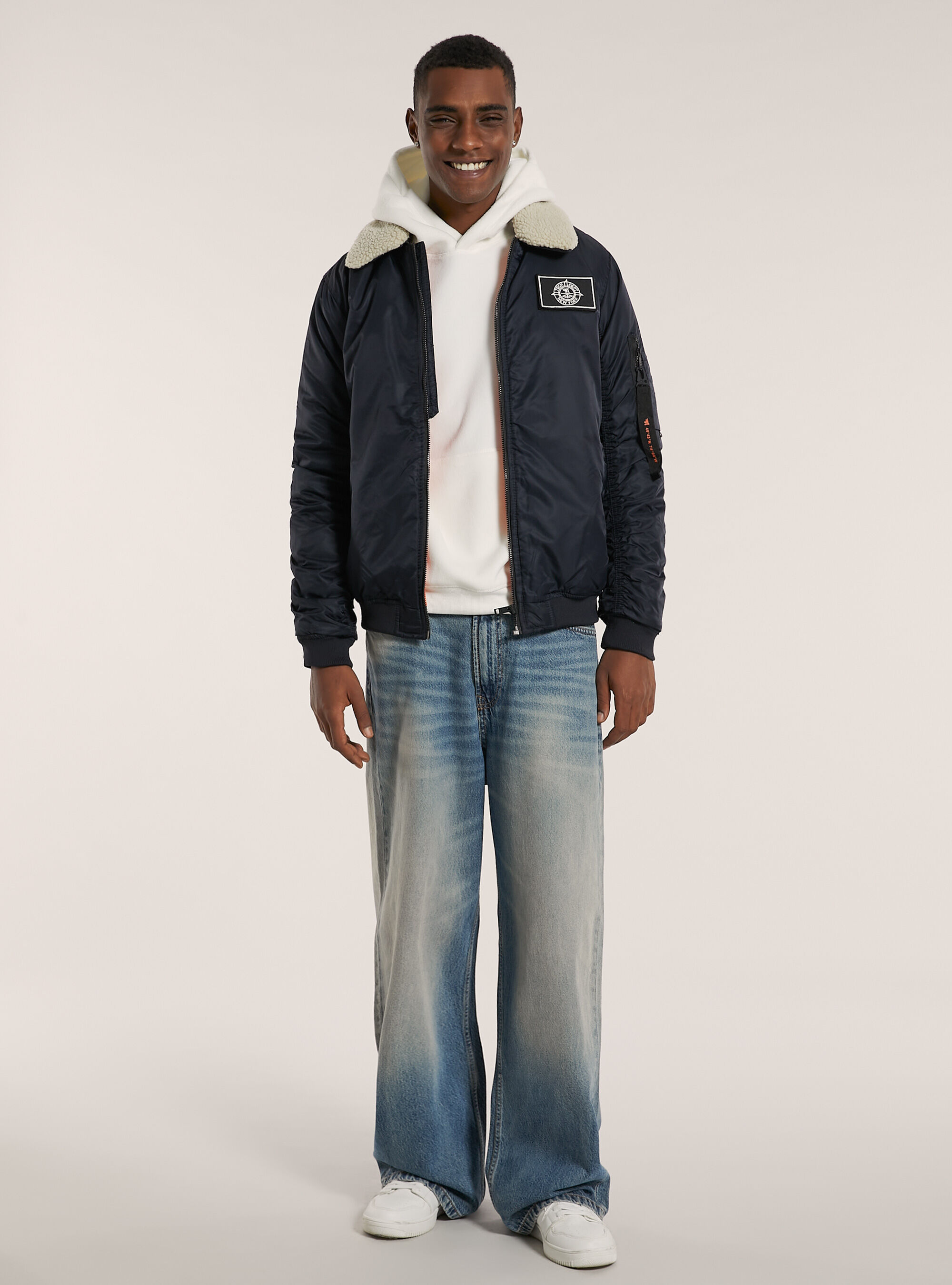 Bomber jacket with recycled padding, NA1 NAVY DARK