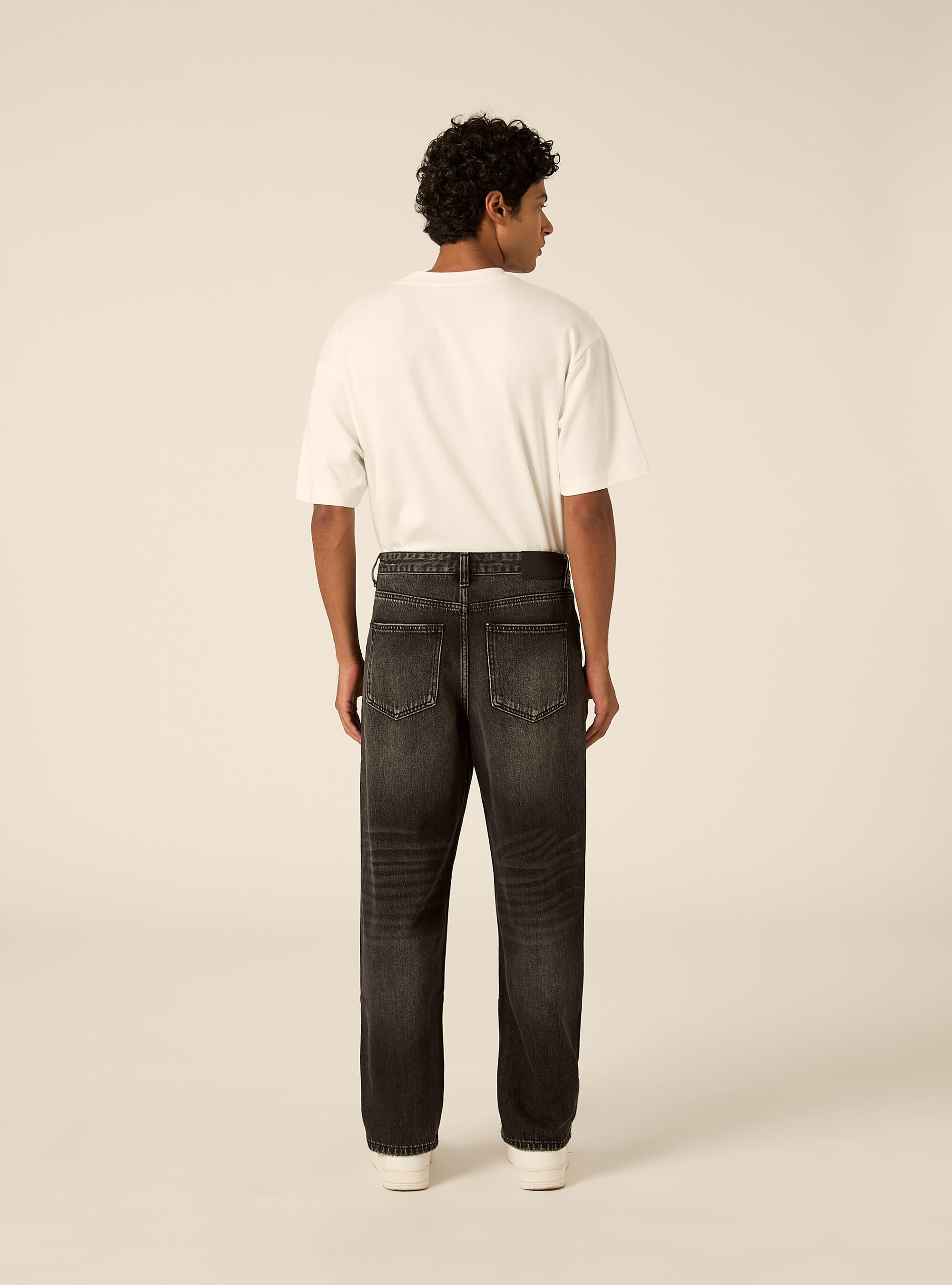Pantalone in denim tapered fit, D000 BLACK