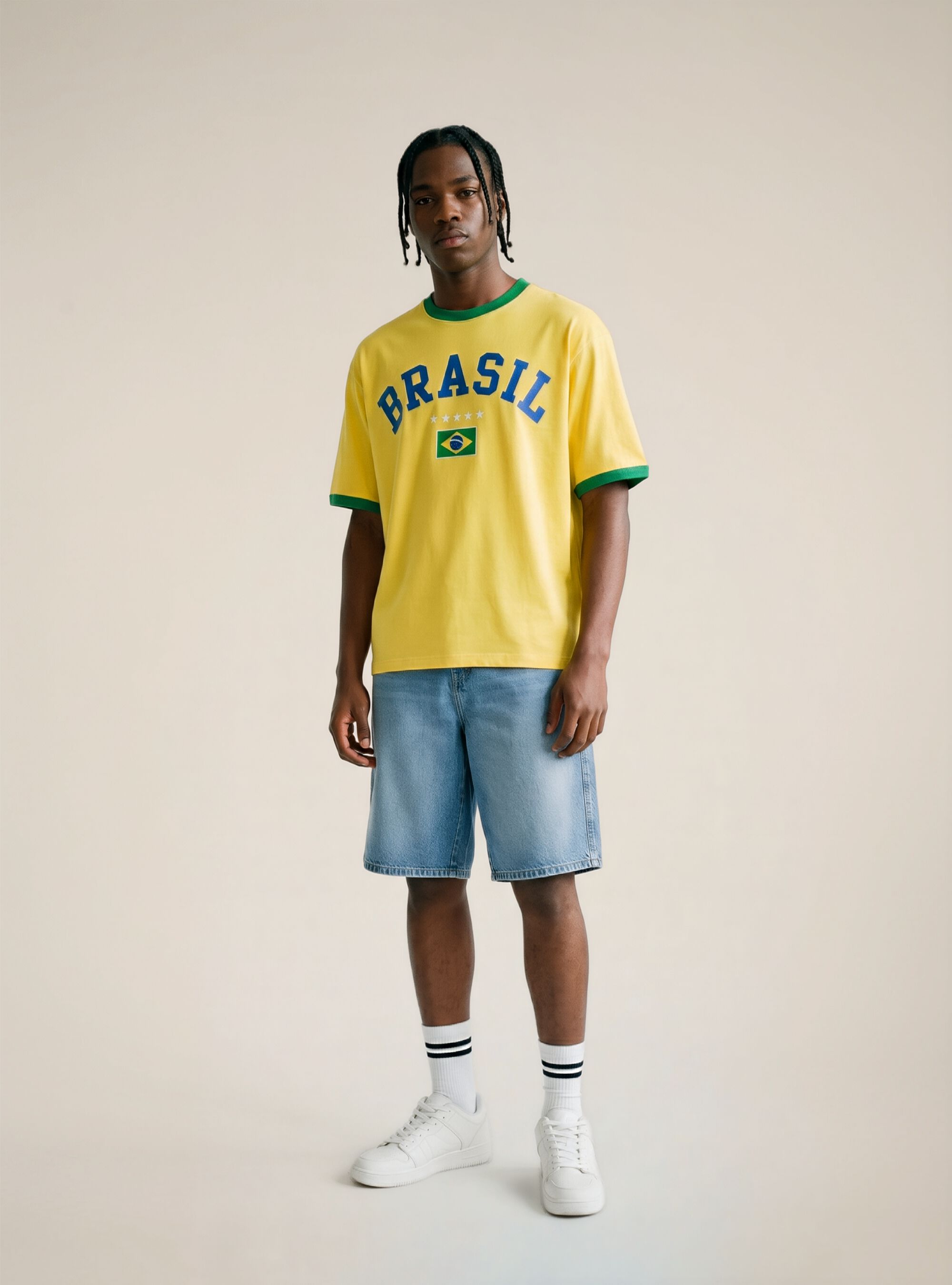 T-shirt boxy fit con stampa mondiali