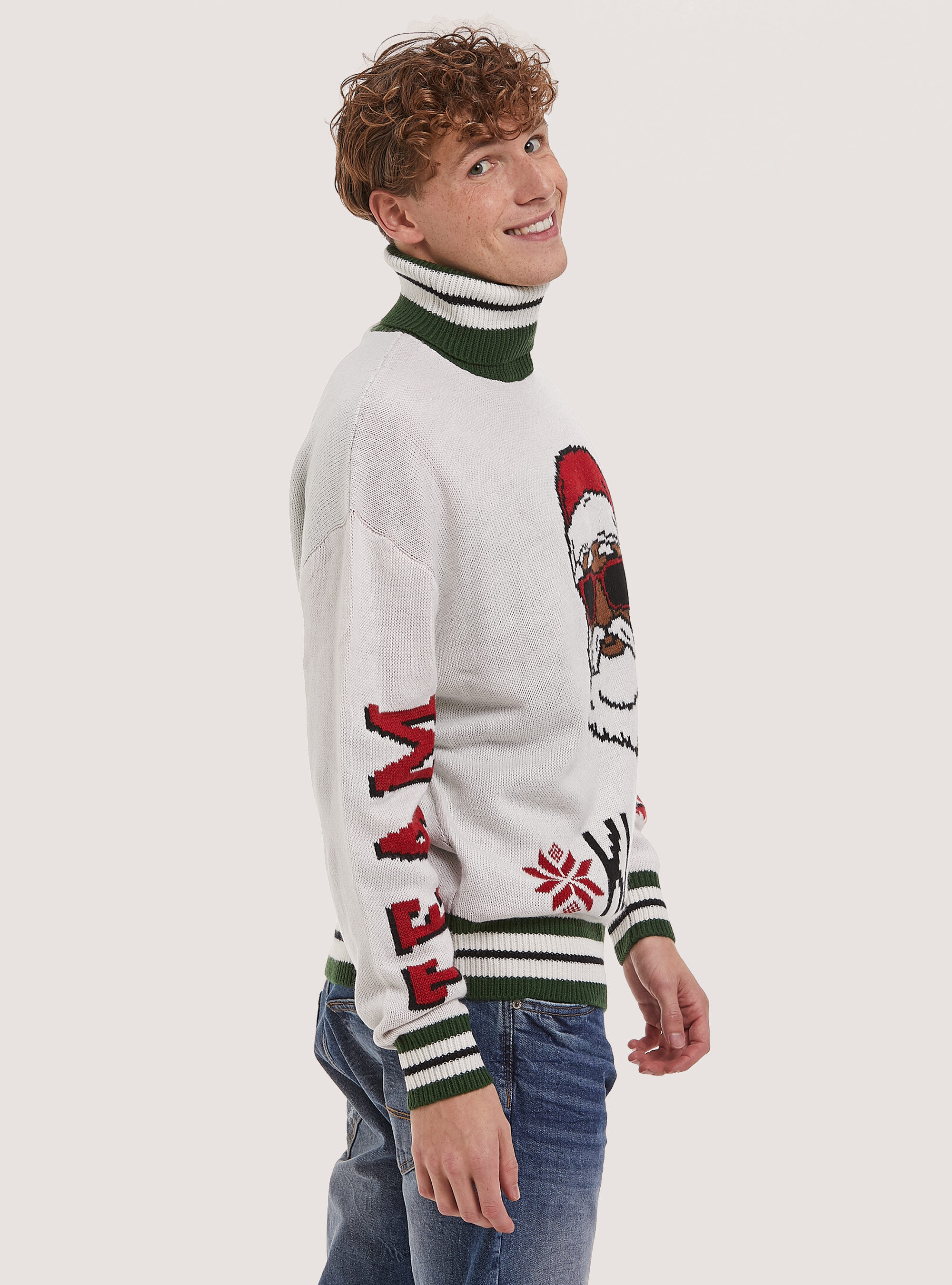 Christmas Collection turtleneck pullover, WH1 OFF WHITE