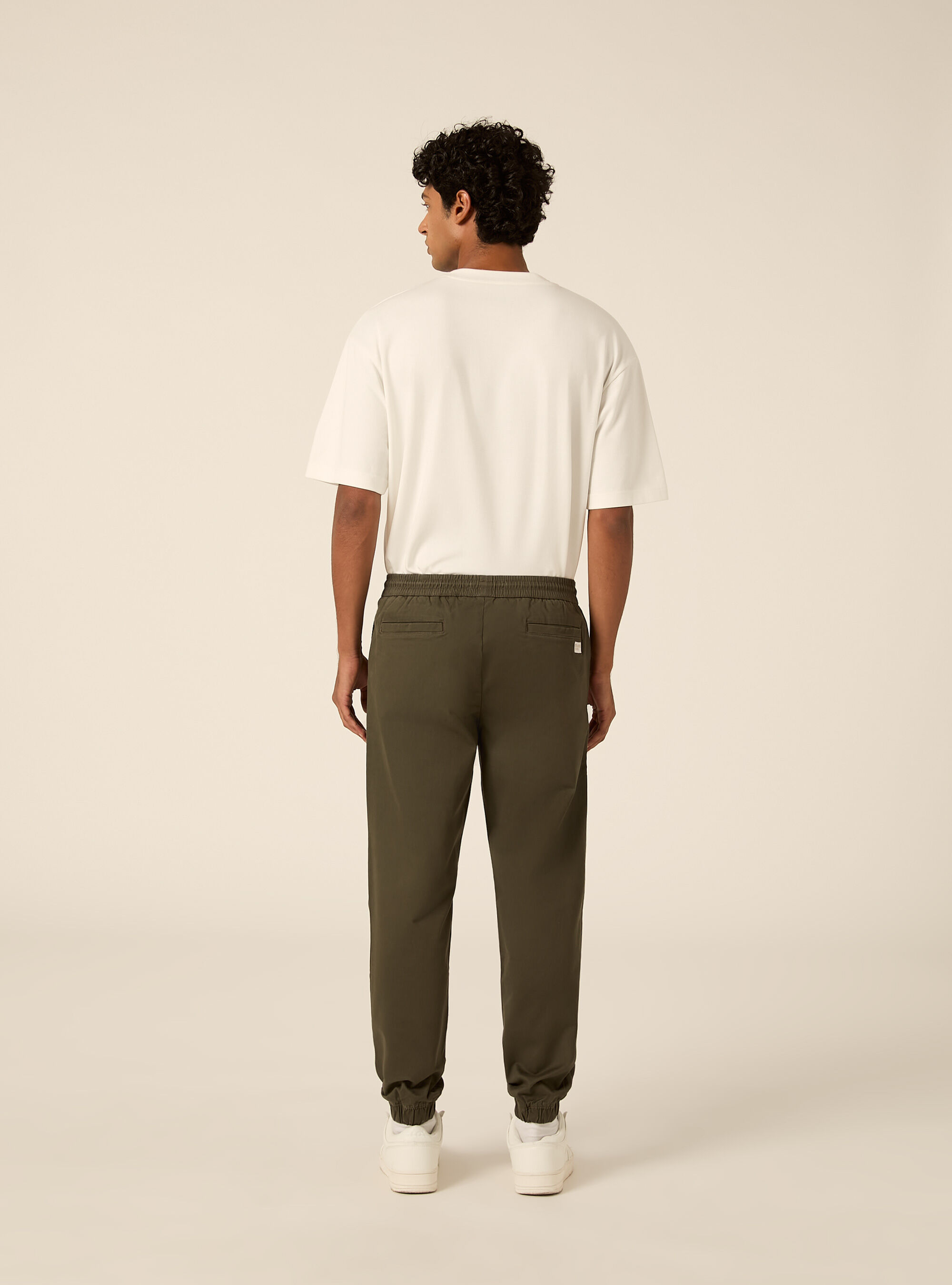 Pantaloni twill stretch elastico e stringa in vita, KY2 KAKY MEDIUM