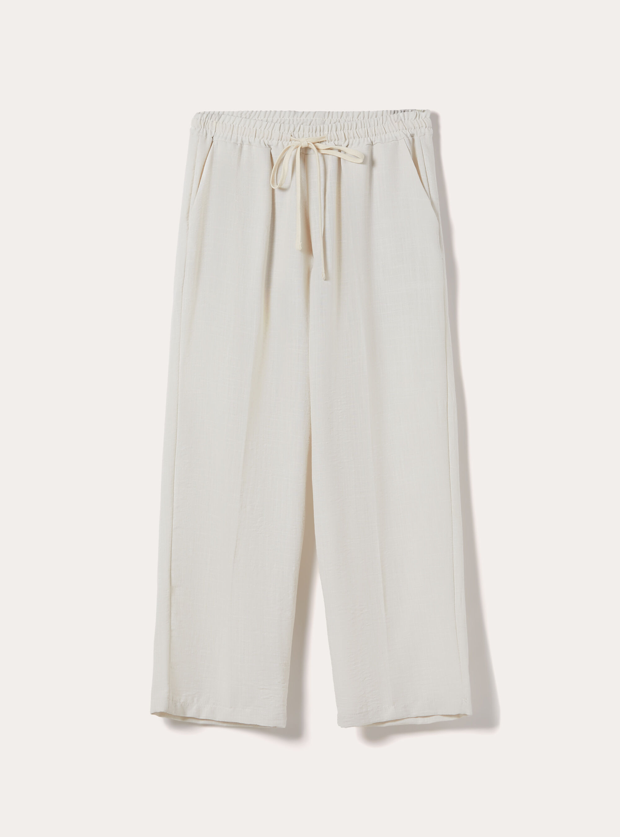 Pantalon Jambe Droite en Tissu Flamm&eacute;, WH1 OFF WHITE