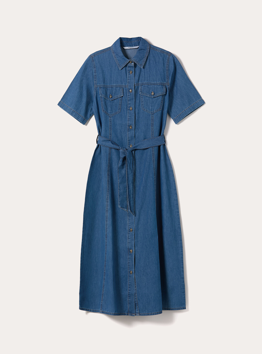 hi low denim shirt dress Sew In Love High-Low Button Up Roll-Tab Sleeve Denim Dress