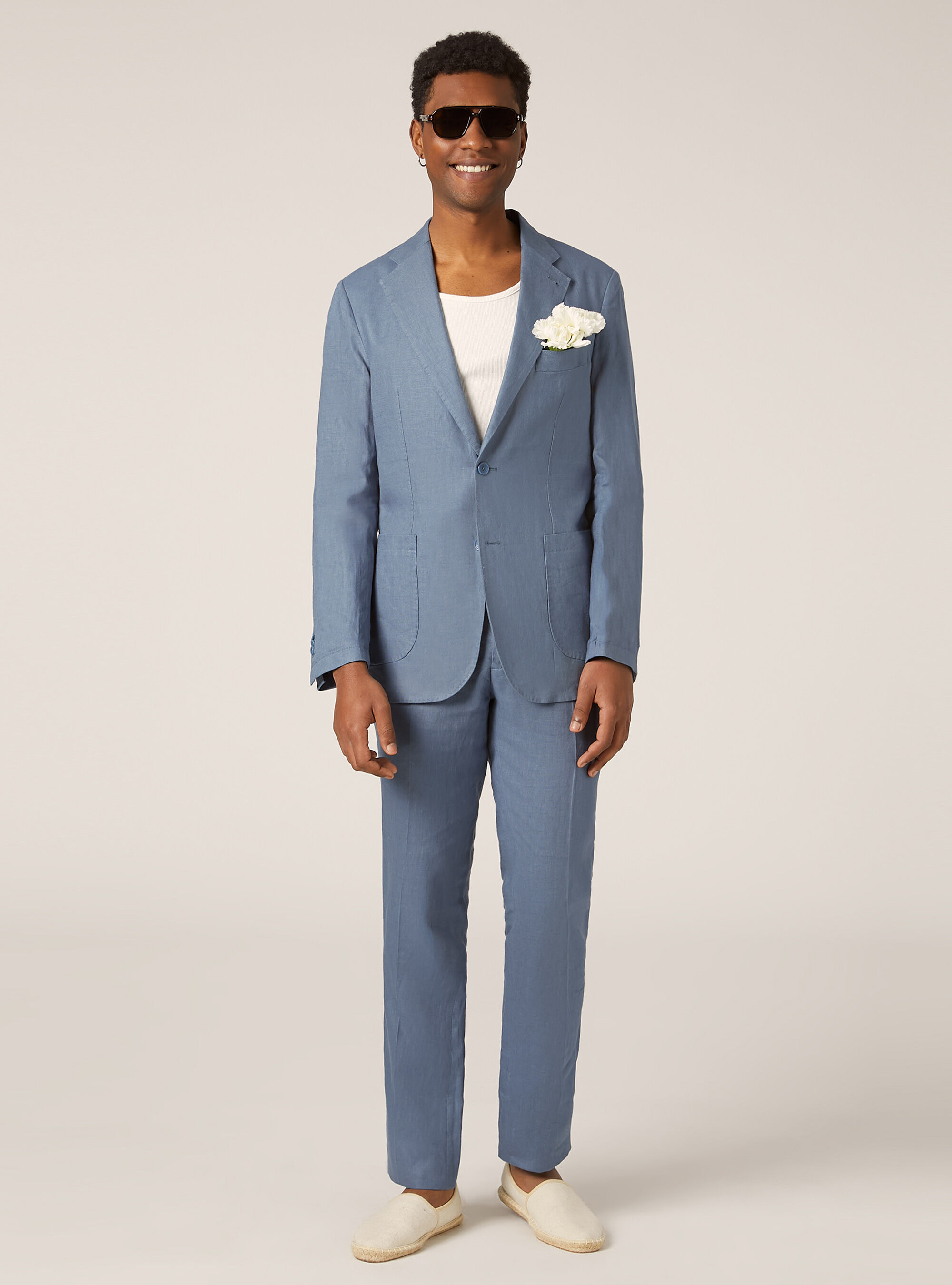 Pure linen pants, OB2 BLUE OIL MED.