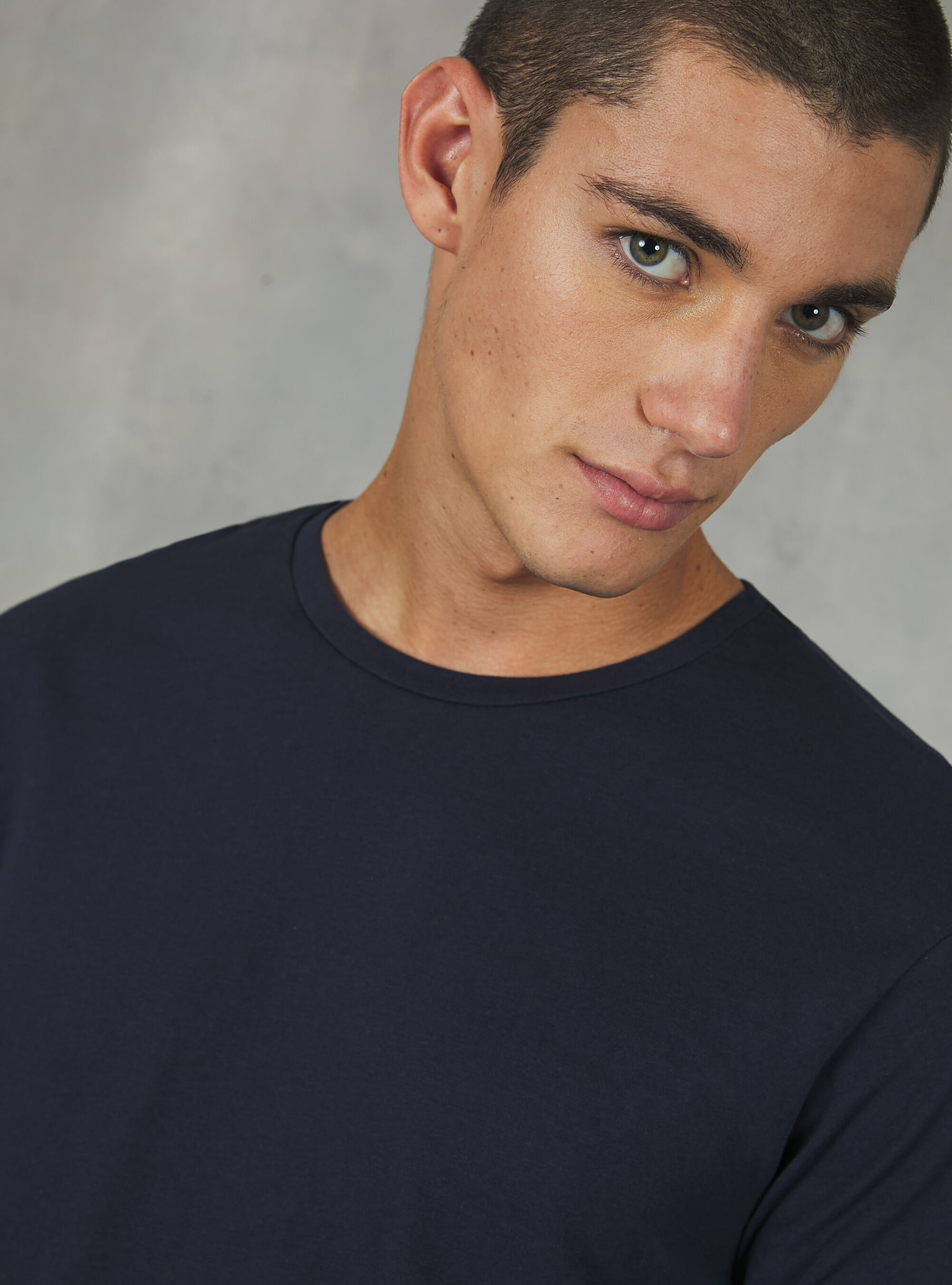 T-shirt en coton &agrave; manches longues, BL1 BLUE DARK