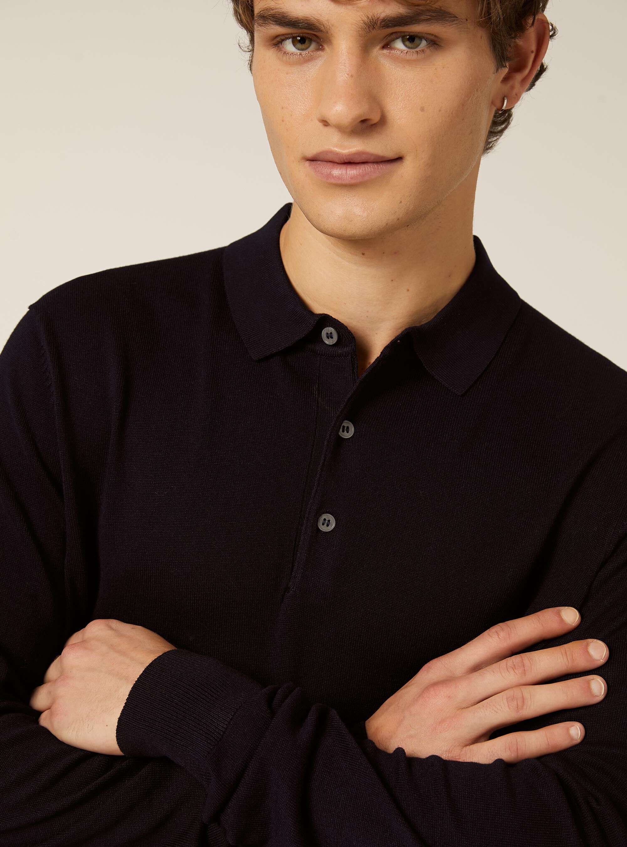 Polo in maglia a maniche lunghe, NA1 NAVY DARK