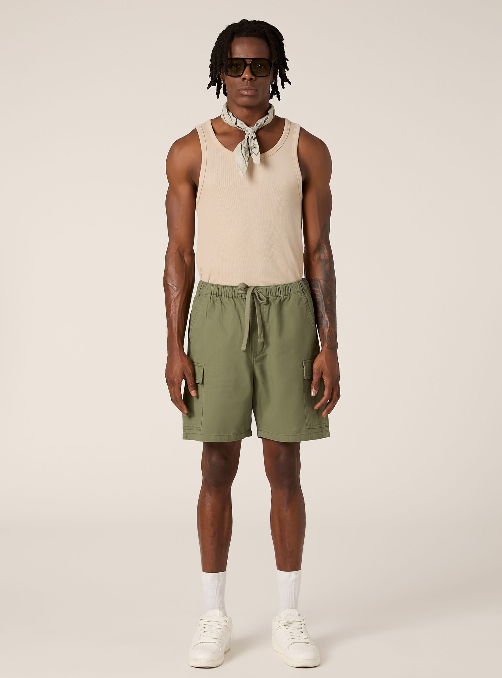 Cargo-Bermudashorts aus Twill mit Kordelzug