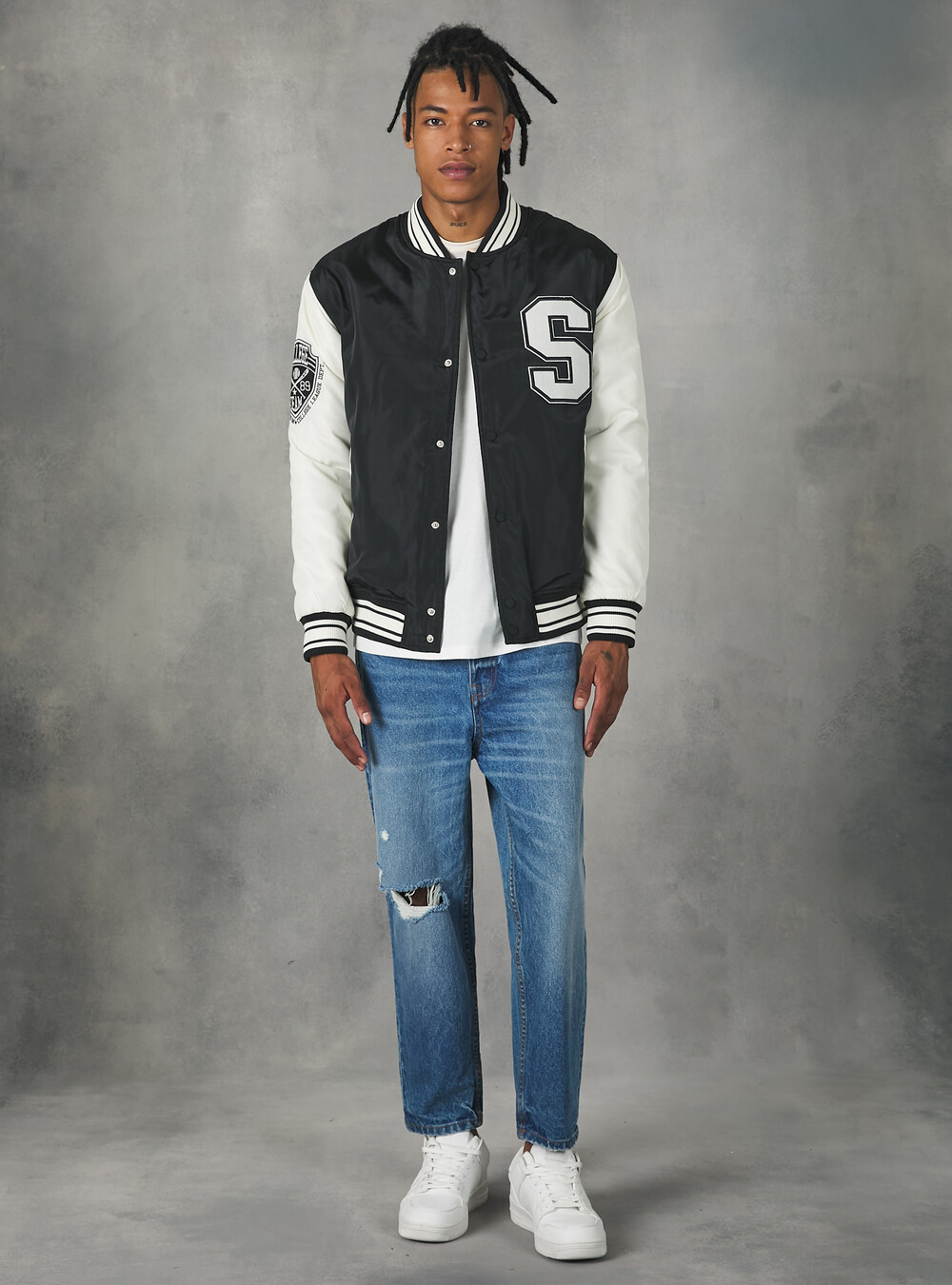 College-style bomber jacket with recycled padding, Alcott