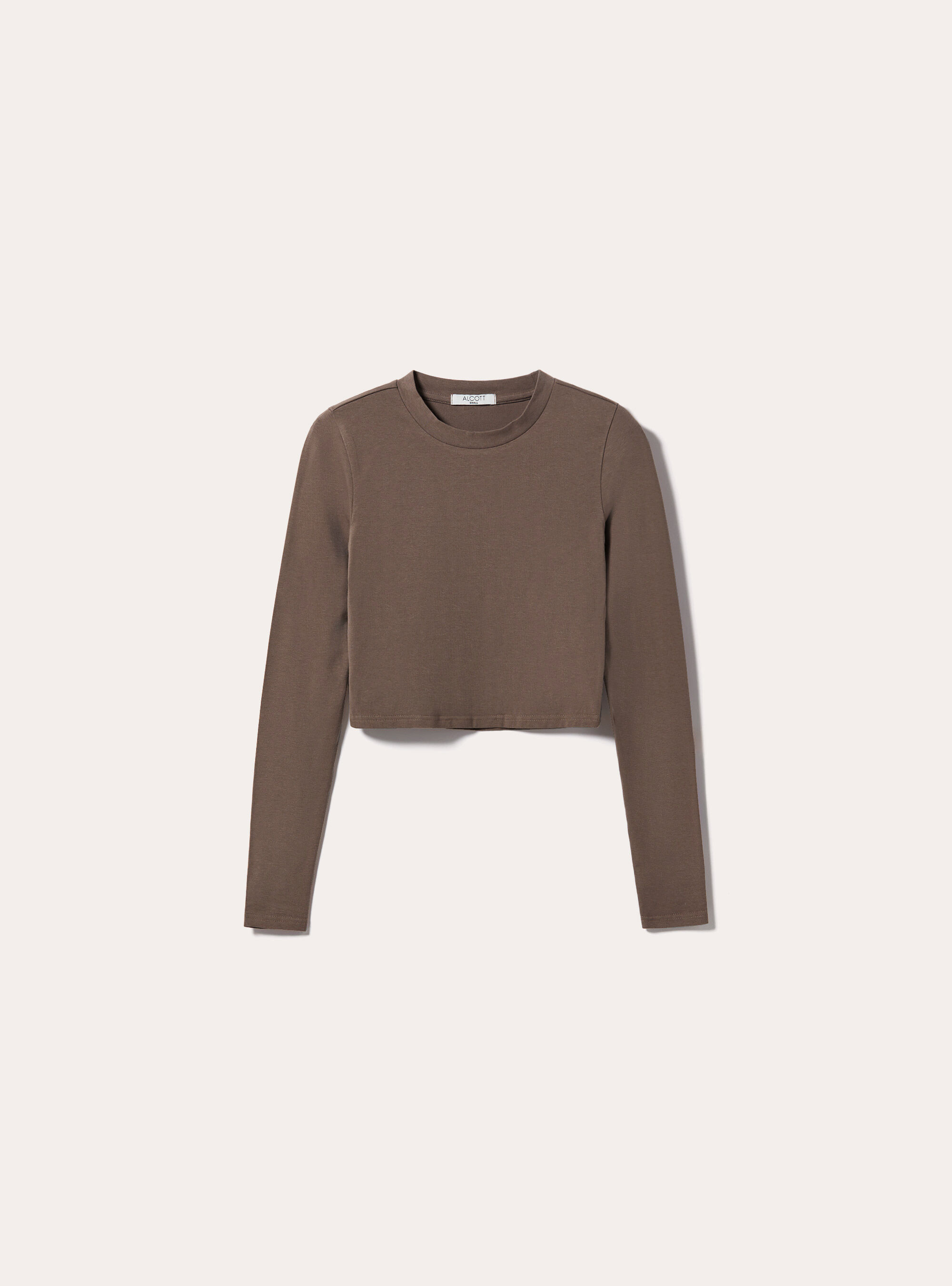 Cropped long-sleeved T-shirt, BR2 BROWN MEDIUM
