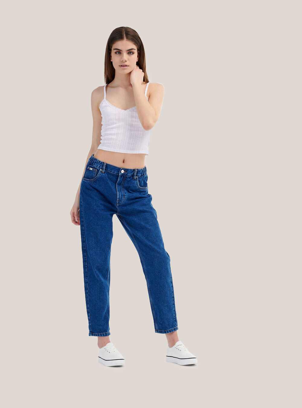 navy blue mom jeans