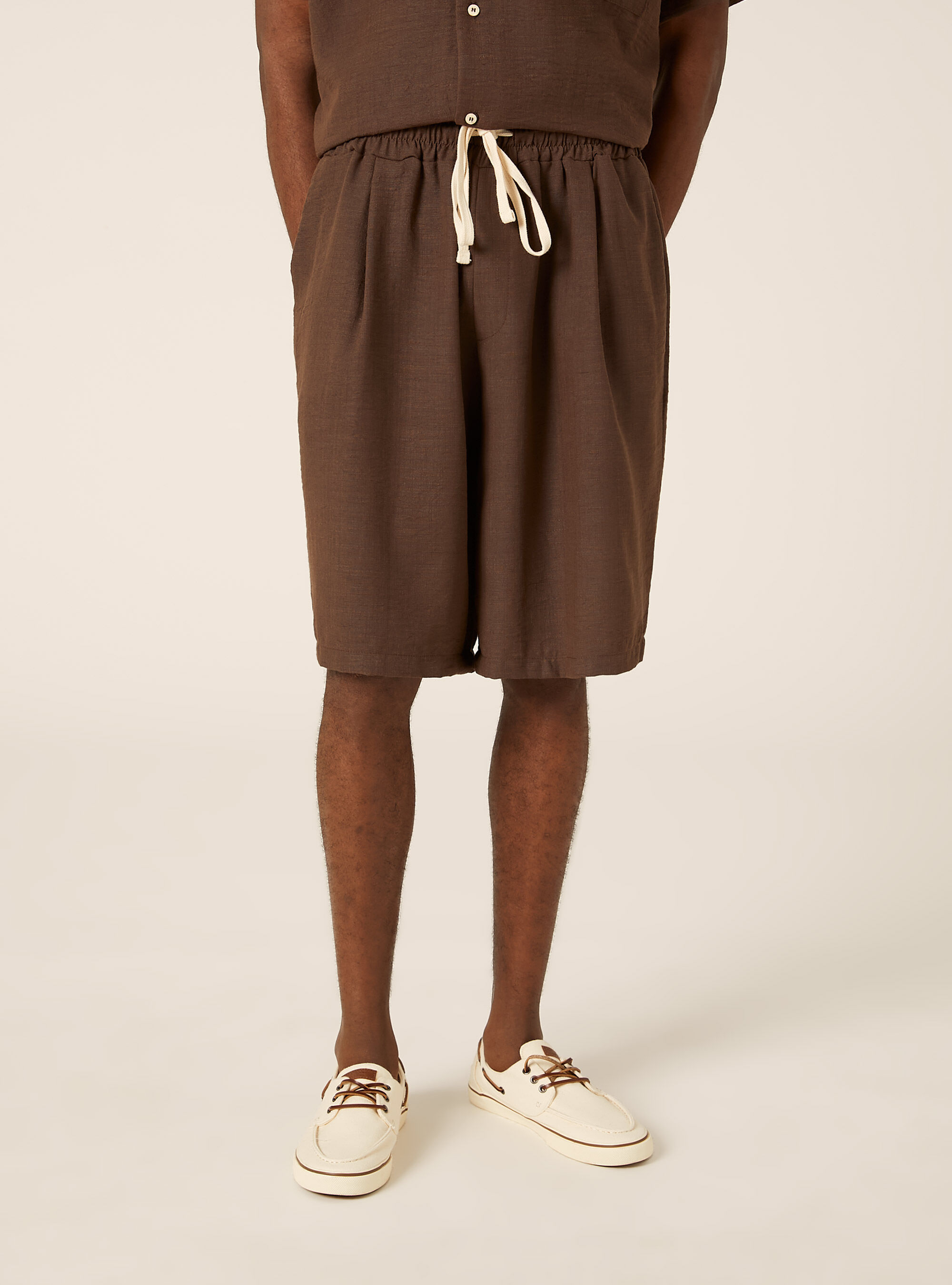 Bermudas aus Flammgarn-Gewebe, BG2 BEIGE MEDIUM