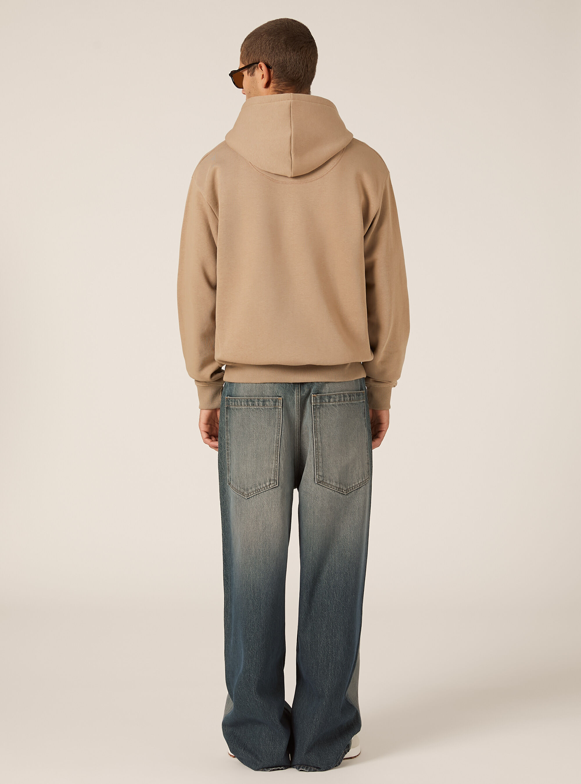 Sudadera con cremallera y capucha, corte cuadrado, BG1 BEIGE DARK